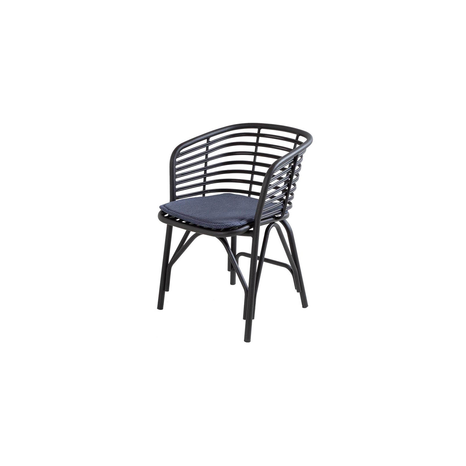 Blend Stuhl aus Aluminium in Lava Grey mit Kissen aus Cane-line Link in Blue