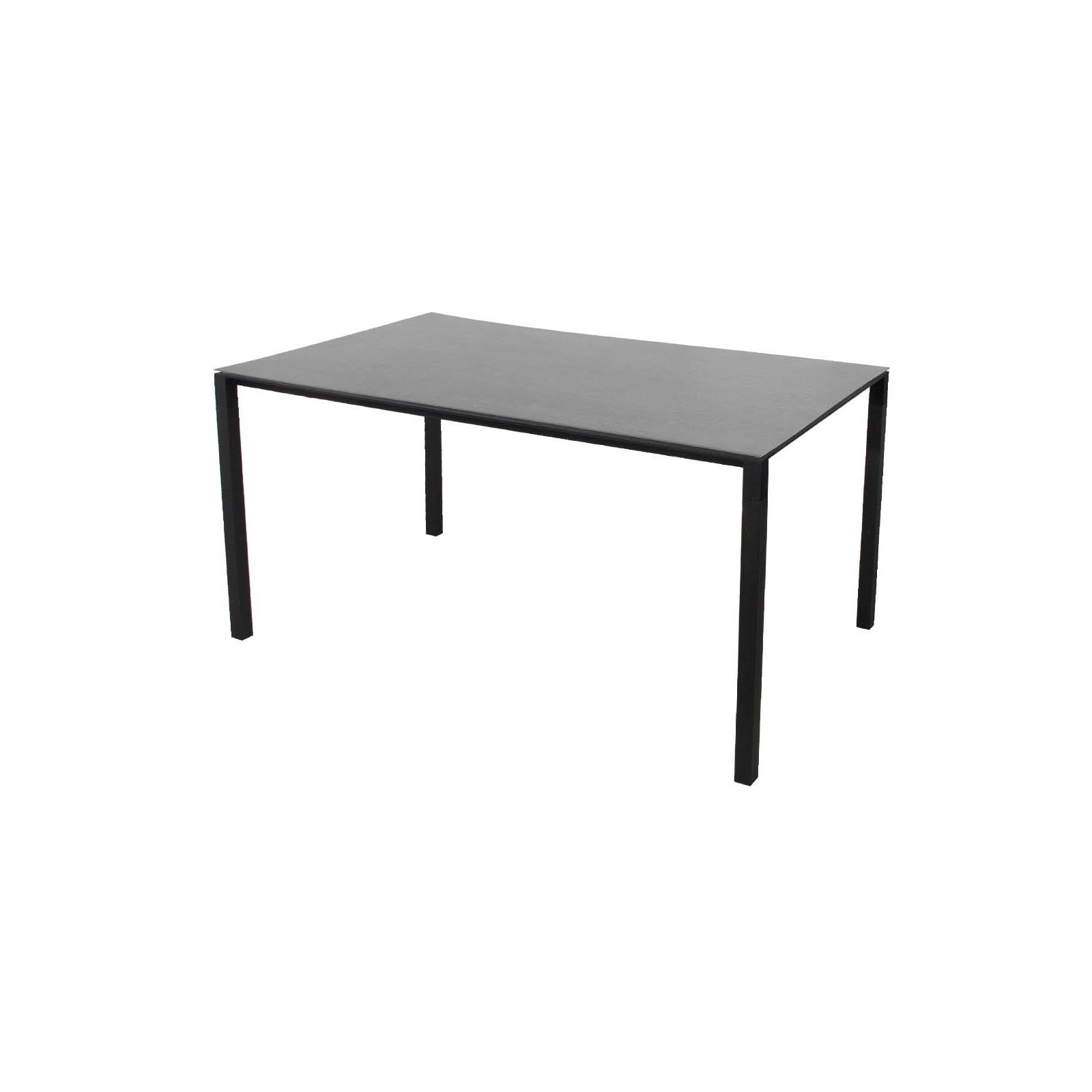 Pure Tisch 150x90 cm aus Aluminium in Lava Grey mit Tischplatte aus Ceramic in Fossil Black