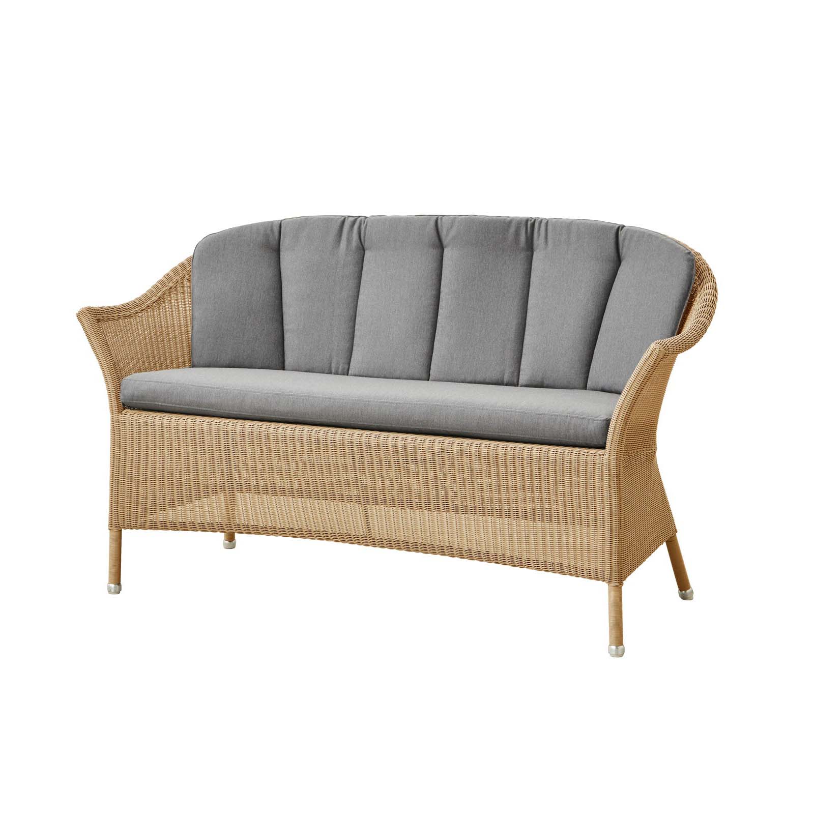 Lansing 2-Sitzer Sofa aus Cane-line Weave in Taupe mit Kissen aus Cane-line Natté in White