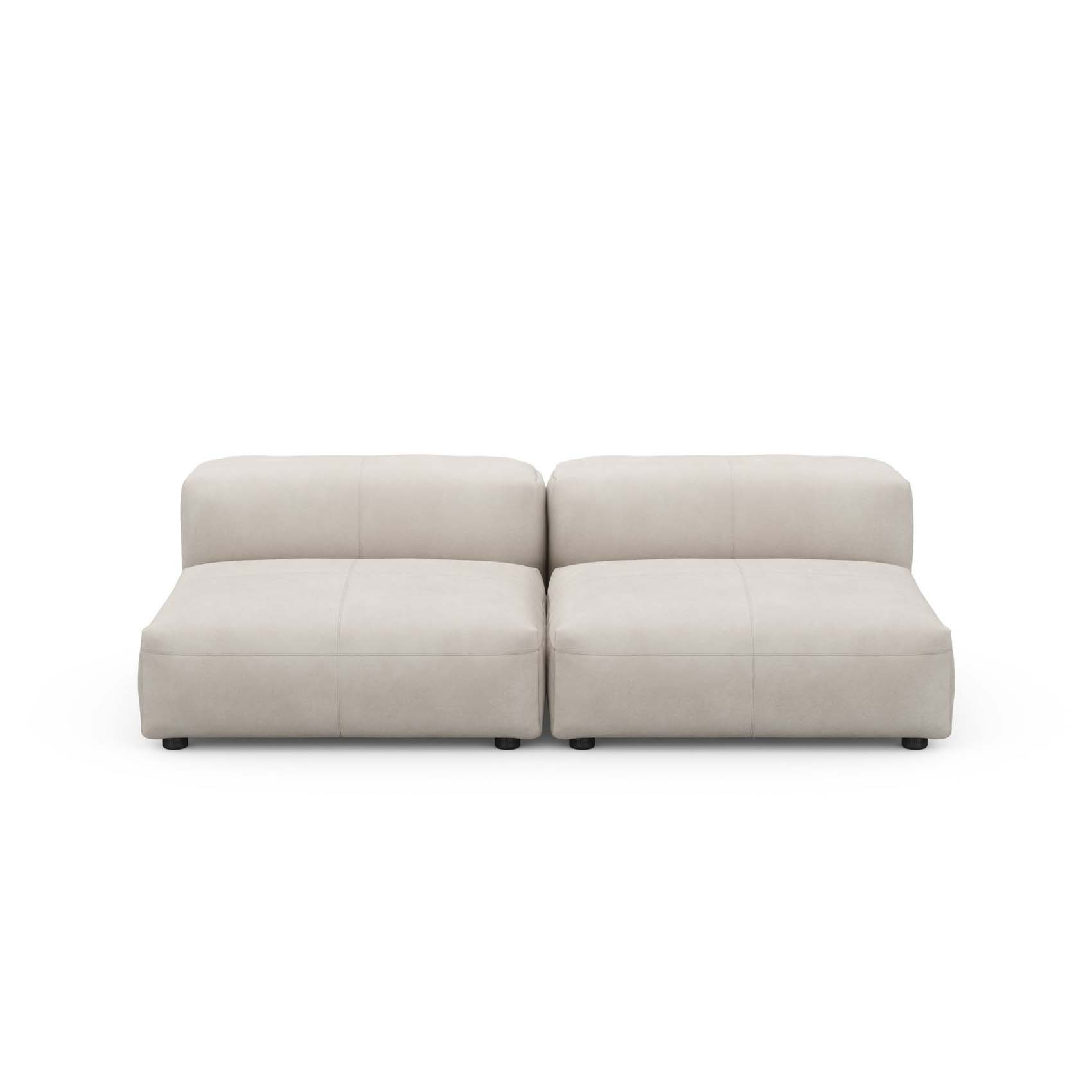 Two Seat Lounge Sofa M Leather Light Grey