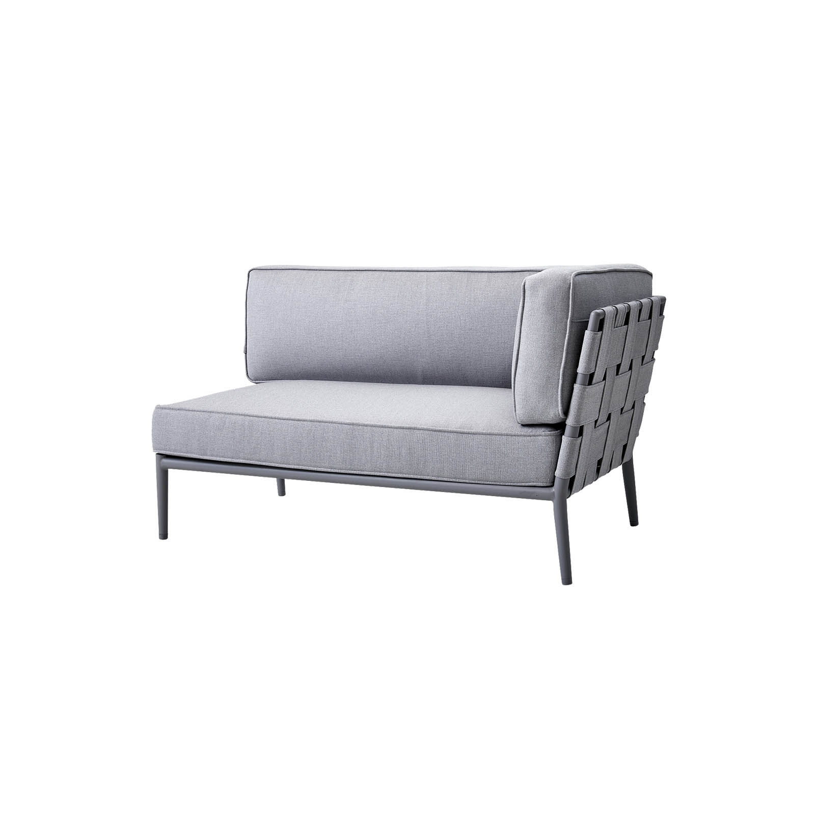 Conic 2-Sitzer Sofa-Modul links aus Cane-line AirTouch mit QuickDry in Light Grey
