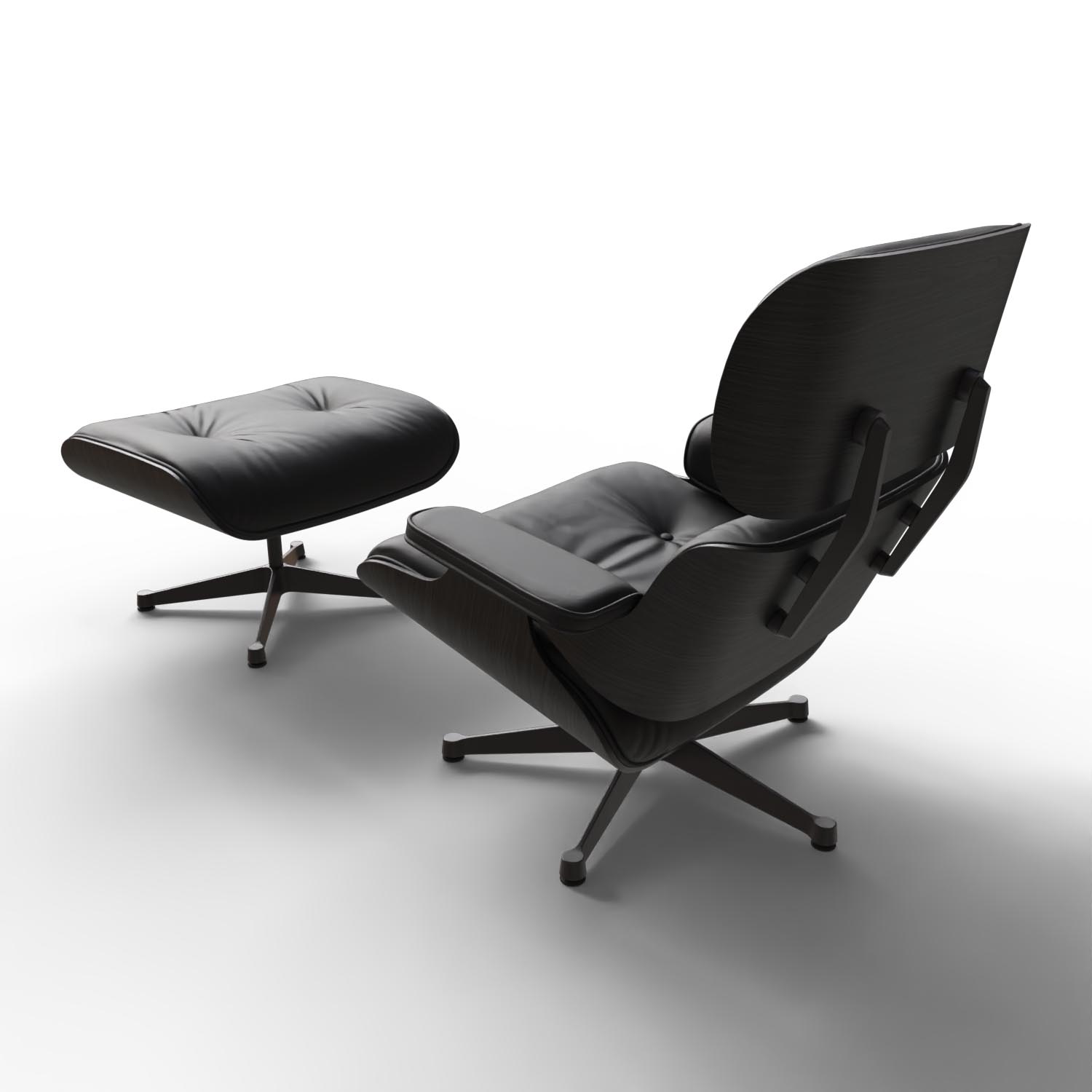Lounge Chair und Ottoman 41211900 Escheschale Leder in Asphalt