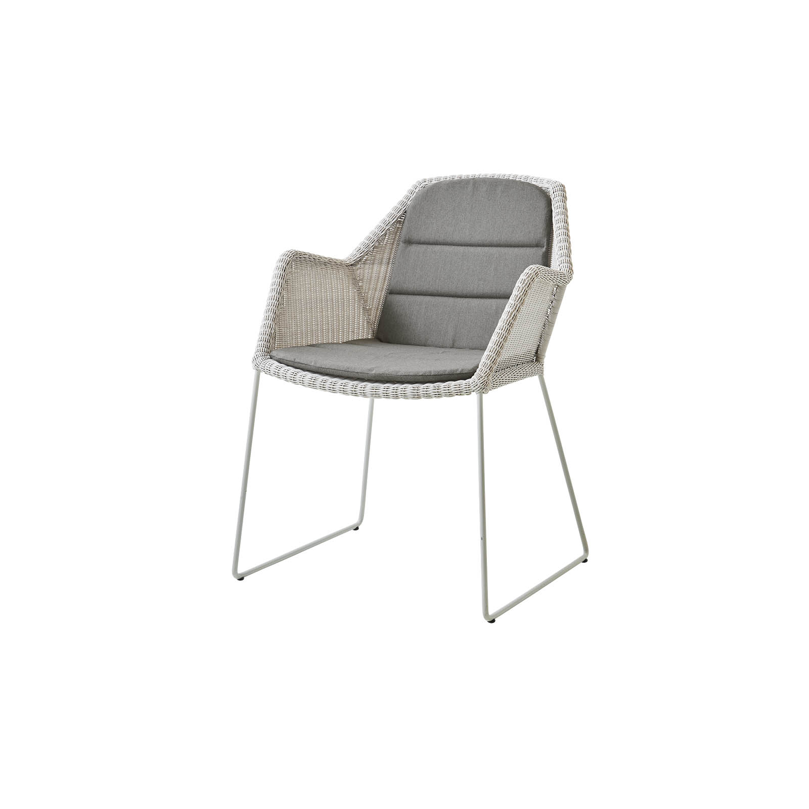 Breeze Stuhl aus Cane-line Weave in White Grey mit Kissen aus Cane-line Natté in Taupe