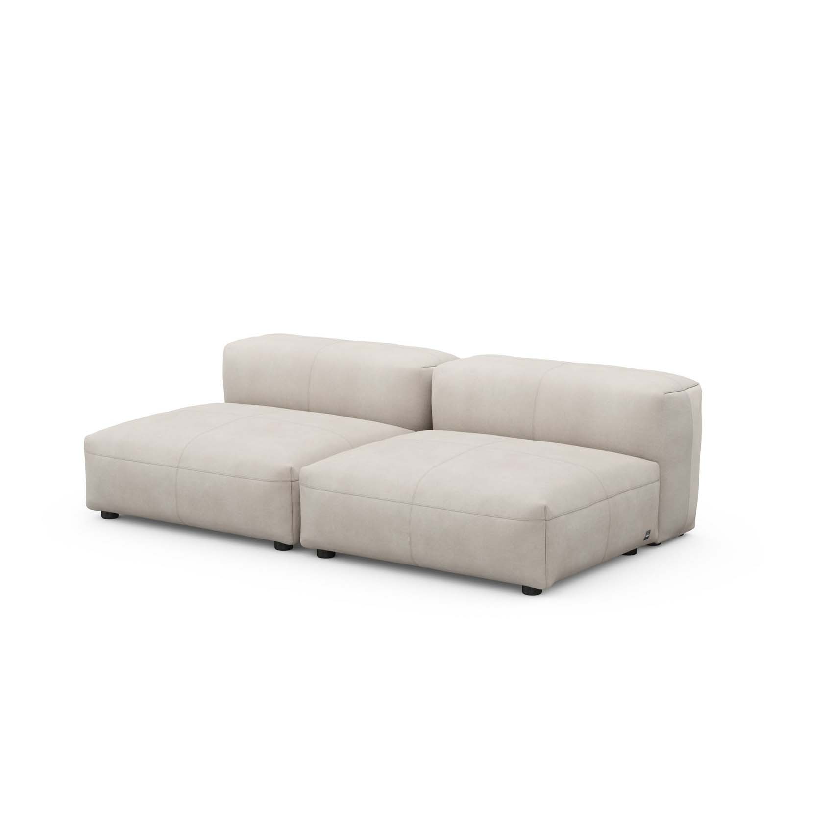 Two Seat Lounge Sofa M Leather Light Grey