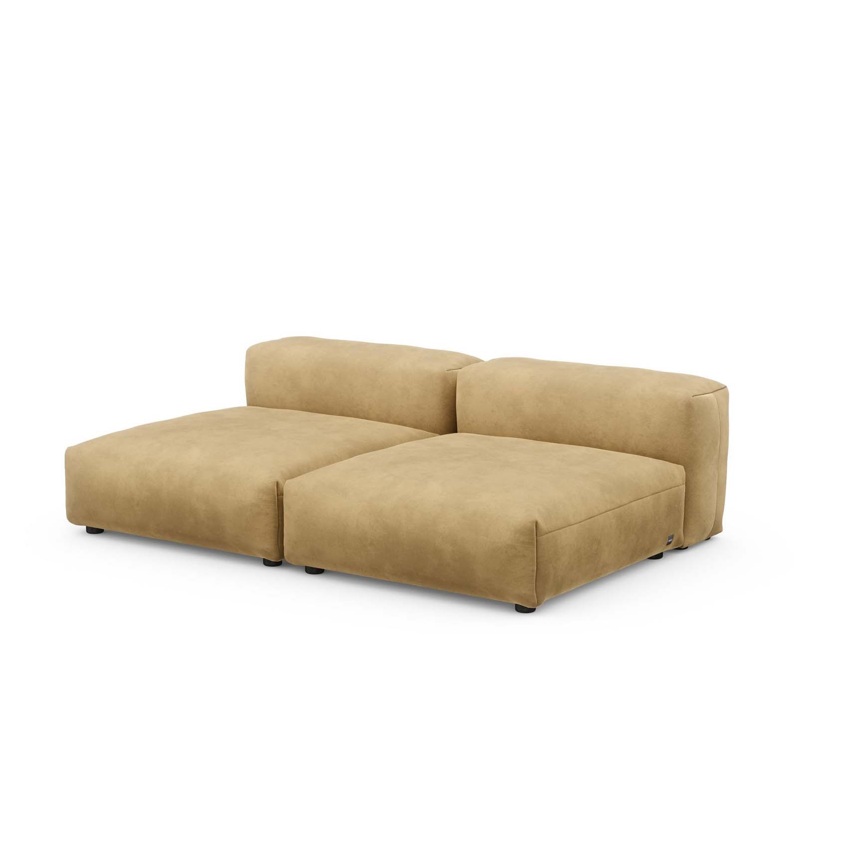 Two Seat Lounge Sofa L Velvet Caramel