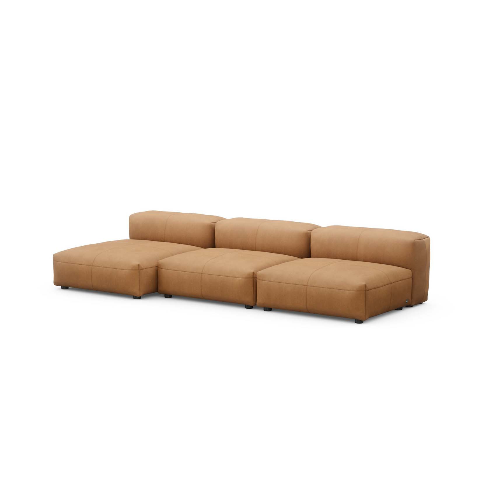Three Seat Sofa L Leather Brown