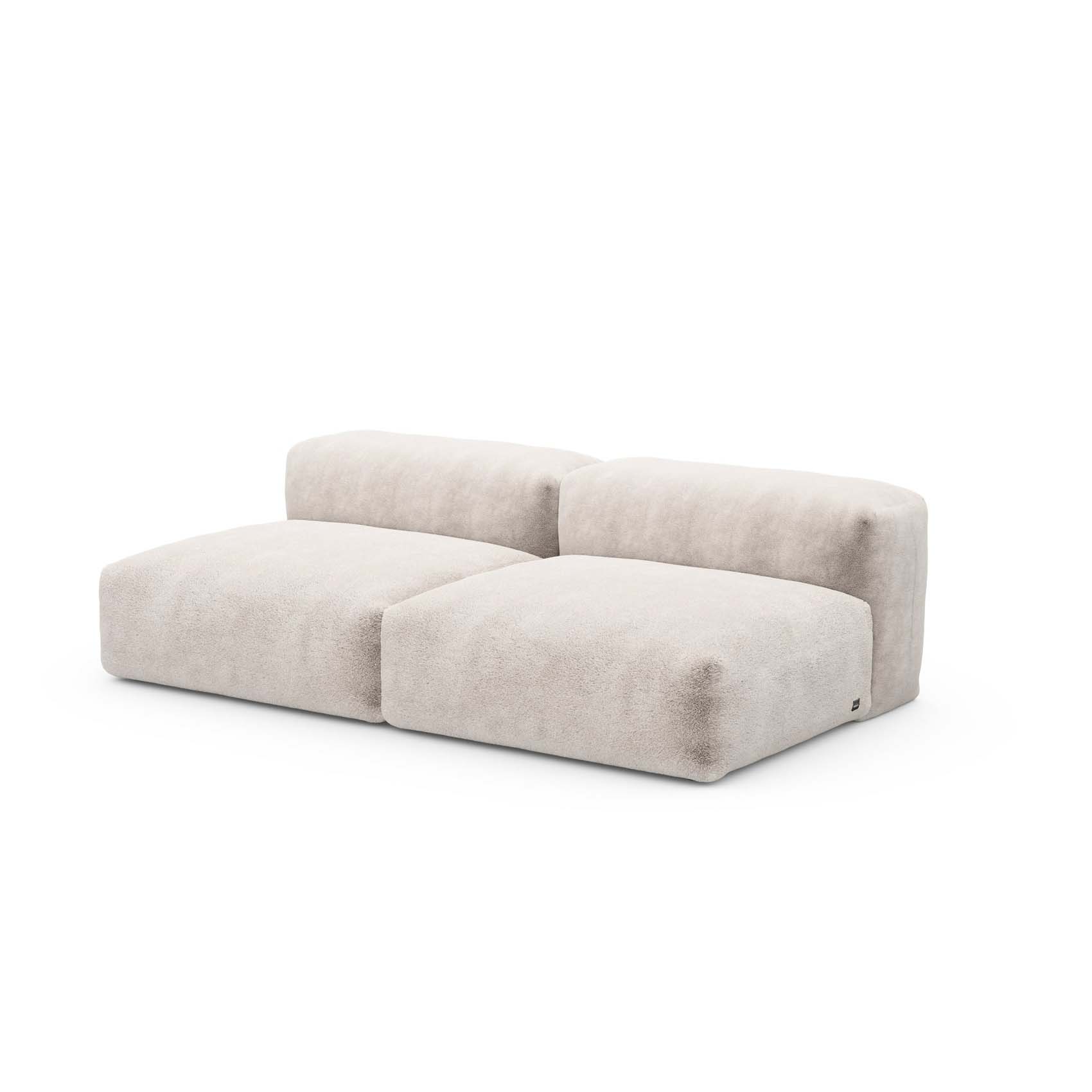 Two Seat Lounge Sofa M Faux Fur Beige