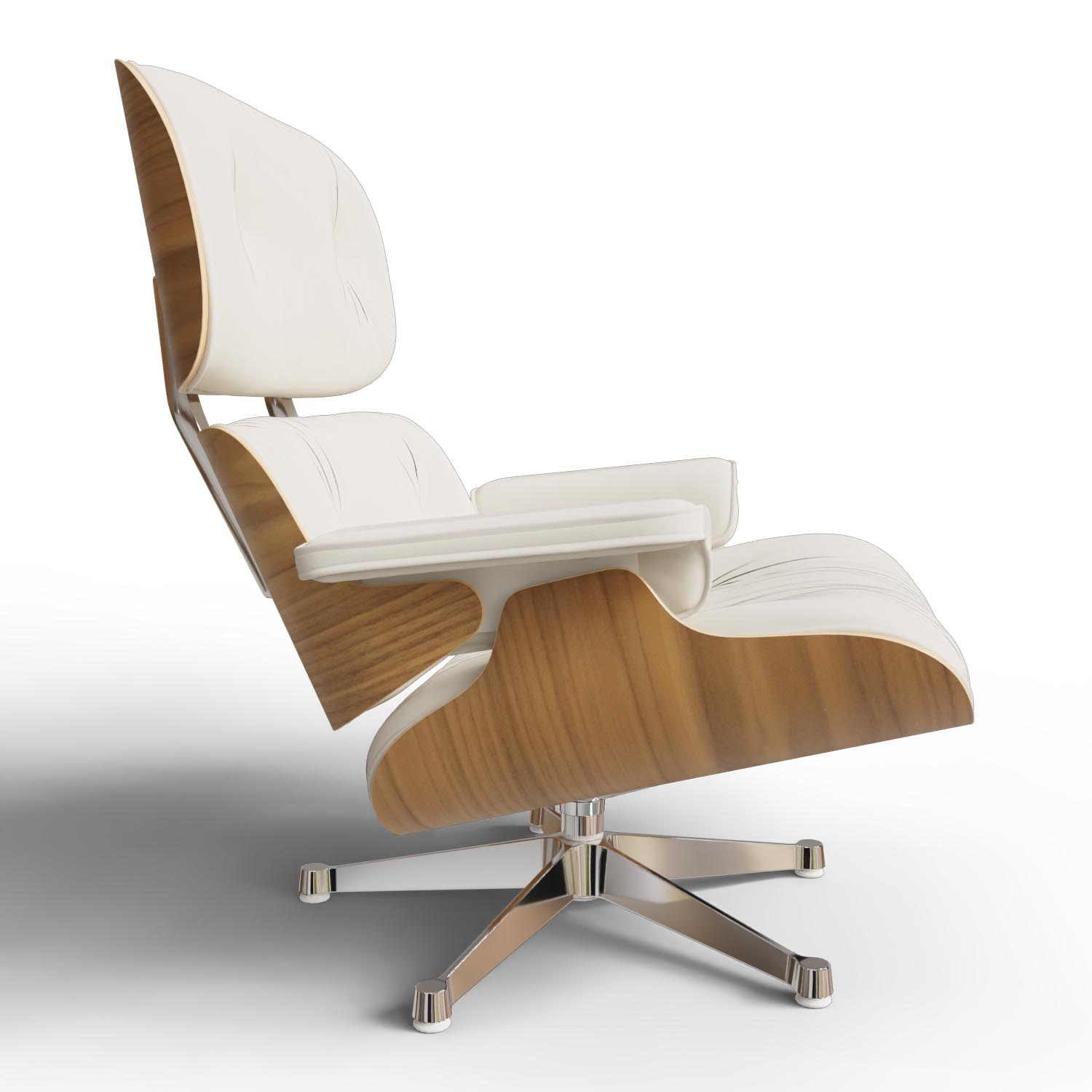 Lounge Chair 41211700 Nussbaumschale Leder in Snow Gestell Aluminium poliert
