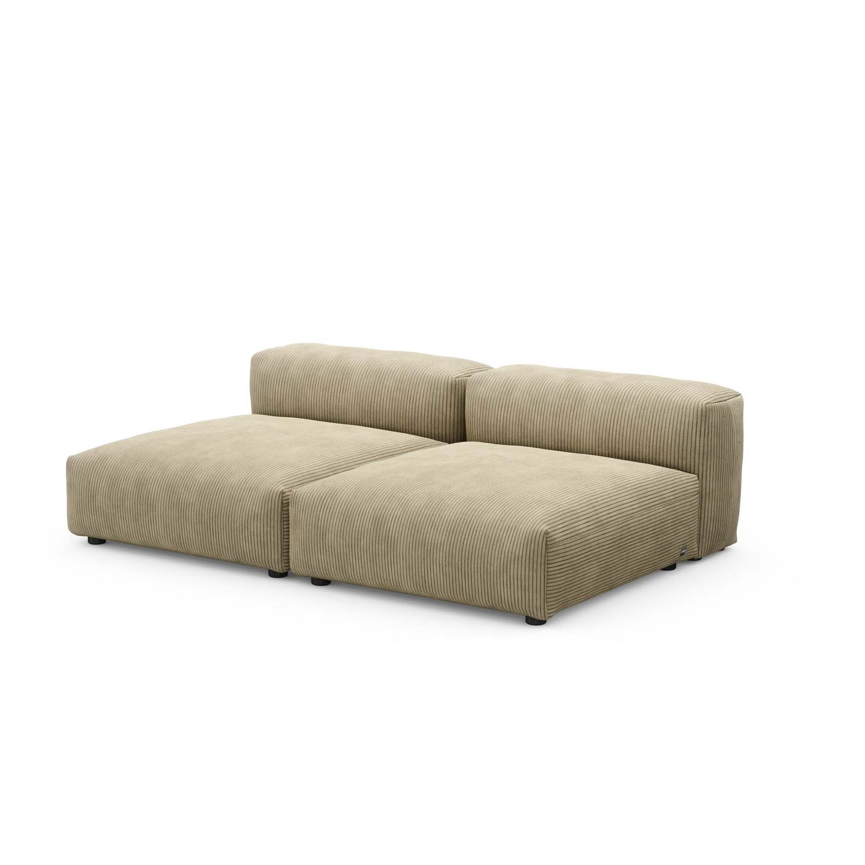 Two Seat Lounge Sofa L Cord Velours Khaki