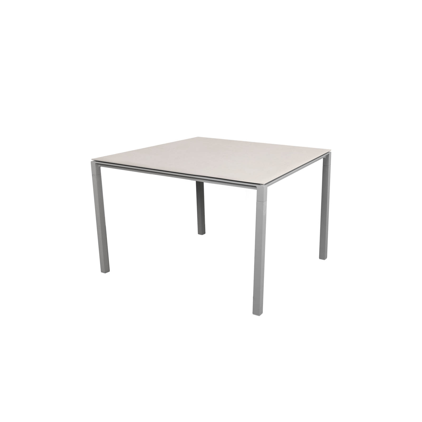 Tisch 100x100 cm Pure aus Aluminium in Light Grey mit Tischplatte aus Ceramic in