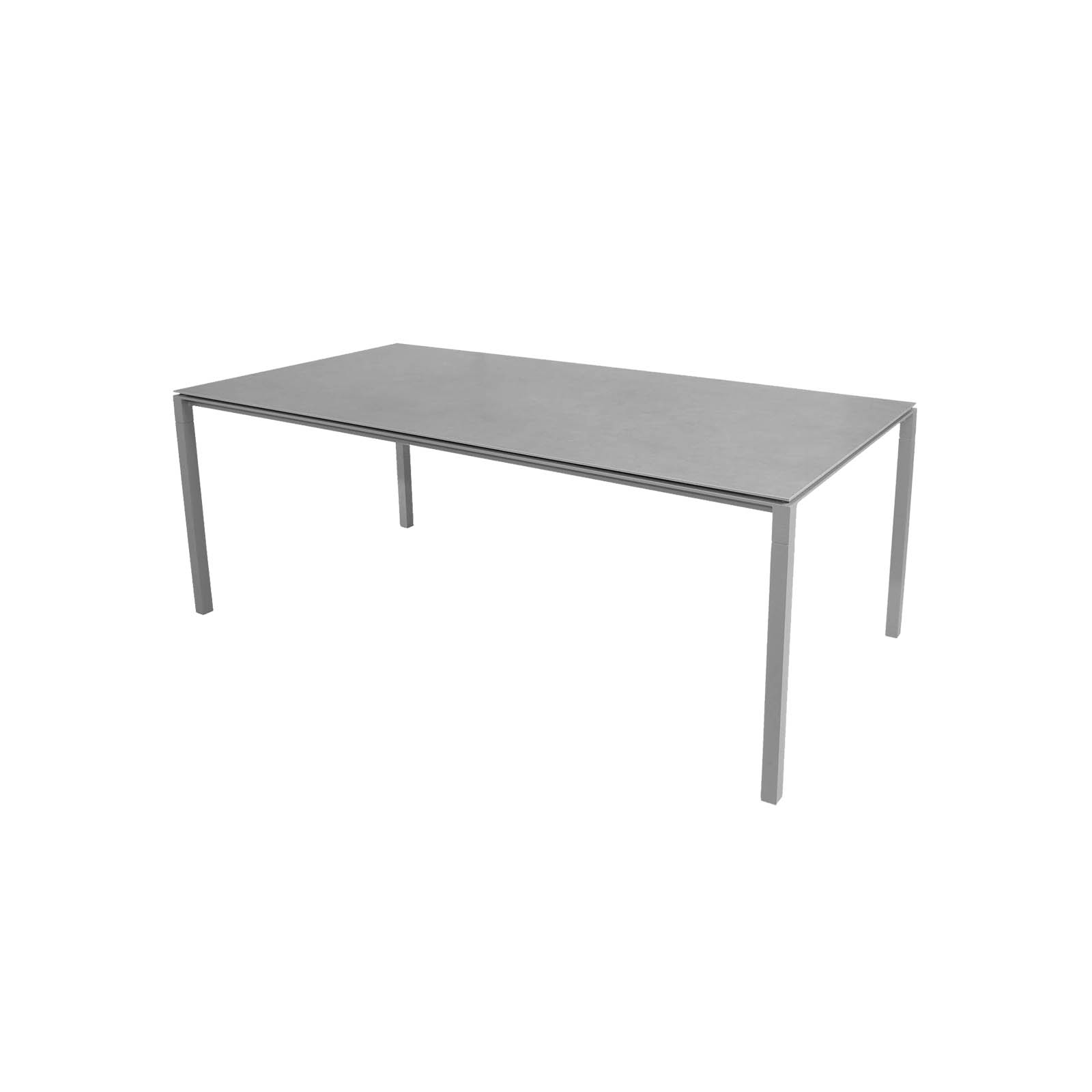 Tisch 200x100 cm Pure aus Aluminium in Light Grey mit Tischplatte aus Ceramic in Concrete Grey