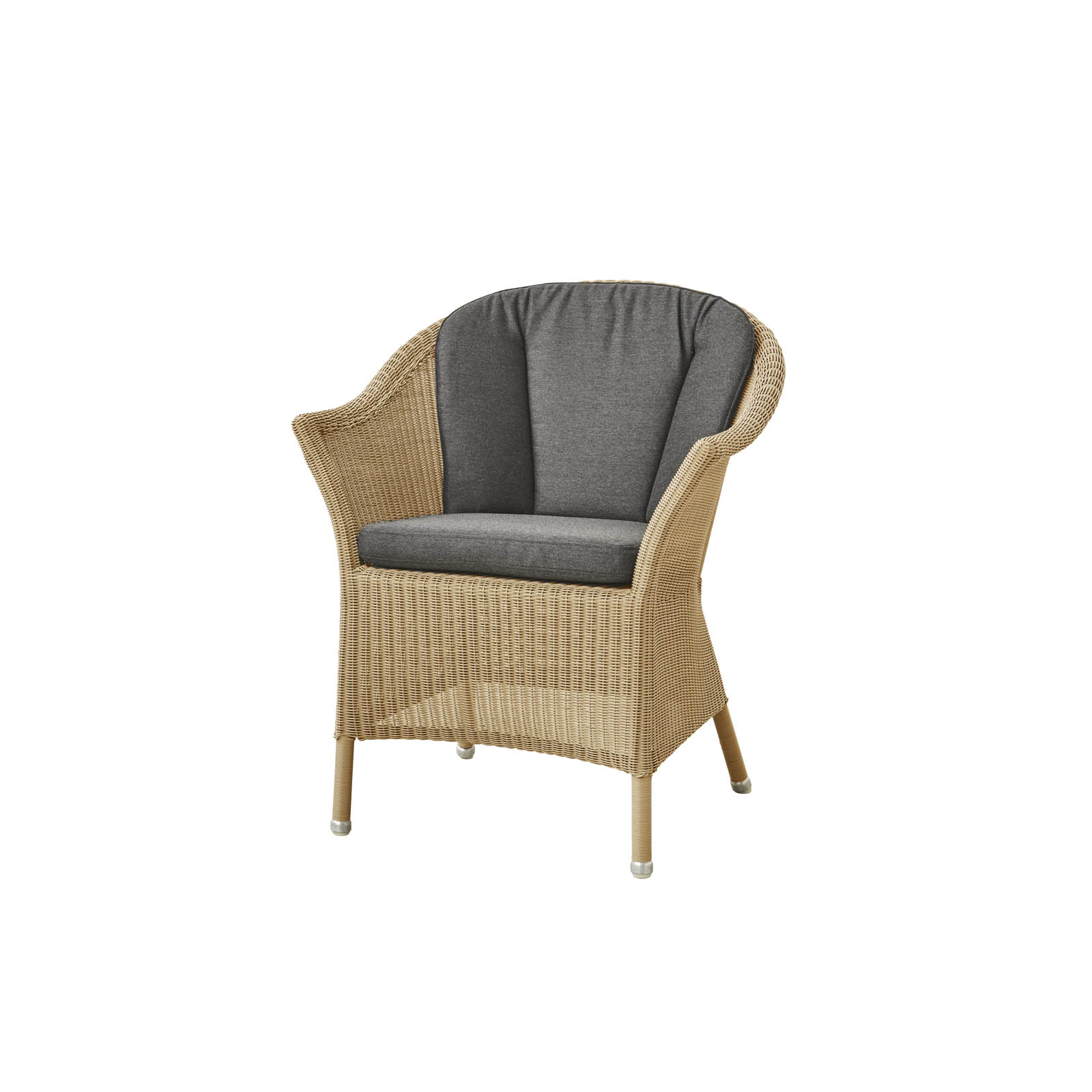 Lansing Stuhl aus Cane-line Weave in Natural mit Kissen aus Cane-line Natté in Black und Kissen aus Cane-line Natté in Black