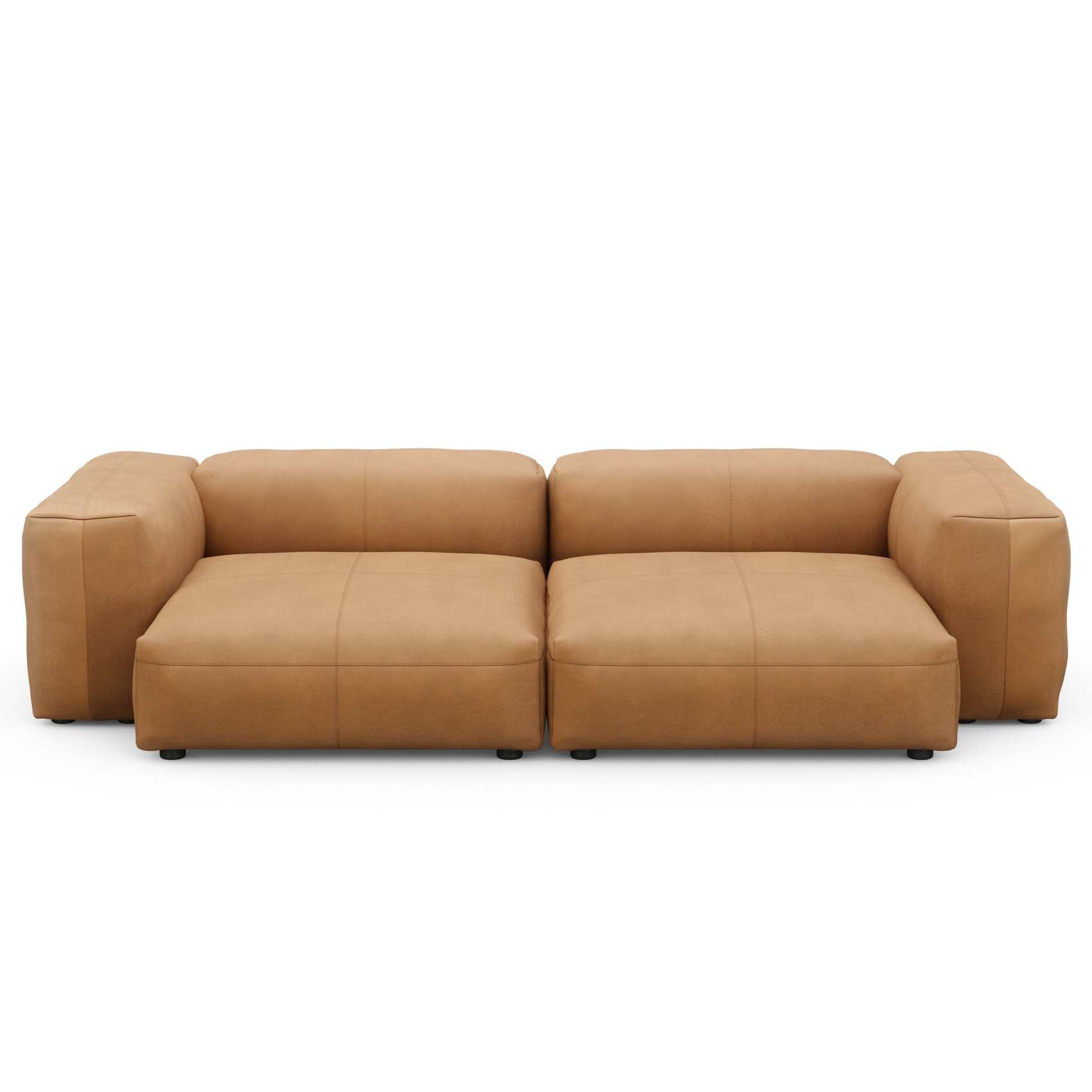 Two Seat Sofa L Leather Brown