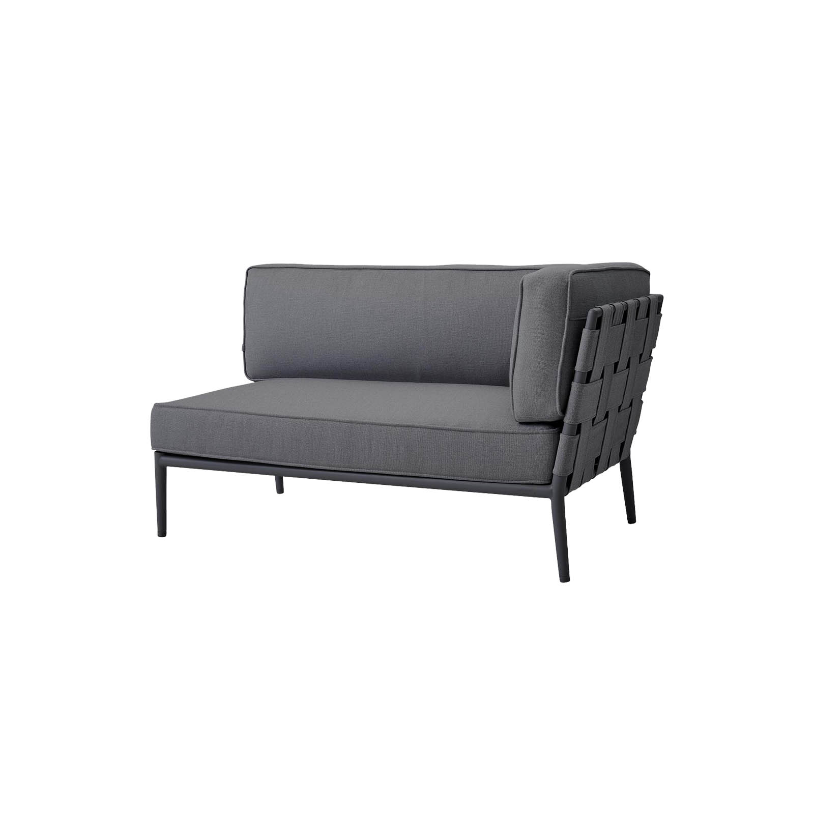 Conic 2-Sitzer Sofa-Modul links aus Cane-line AirTouch mit QuickDry in Grey