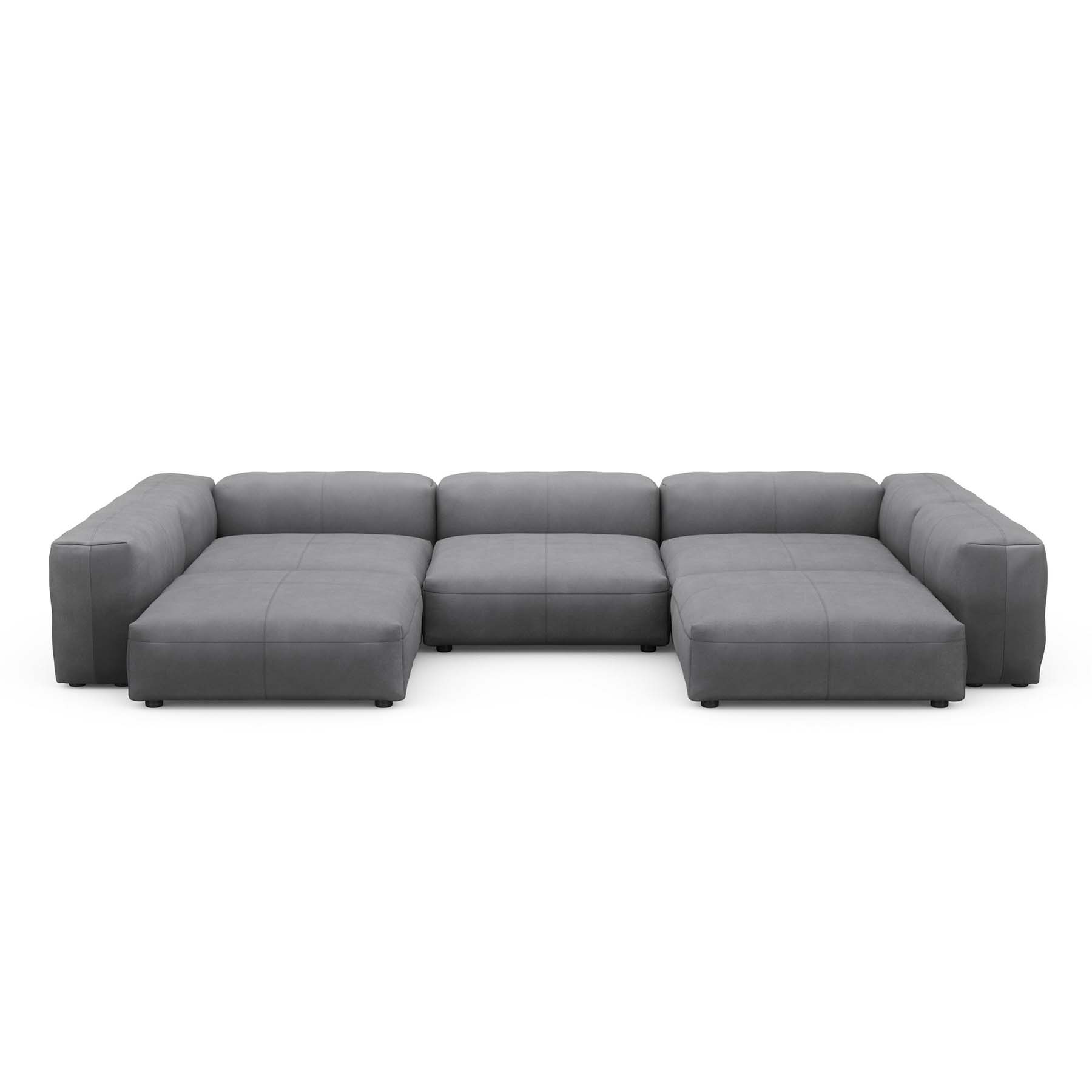 U-Shape Sofa L Leather Dark Grey