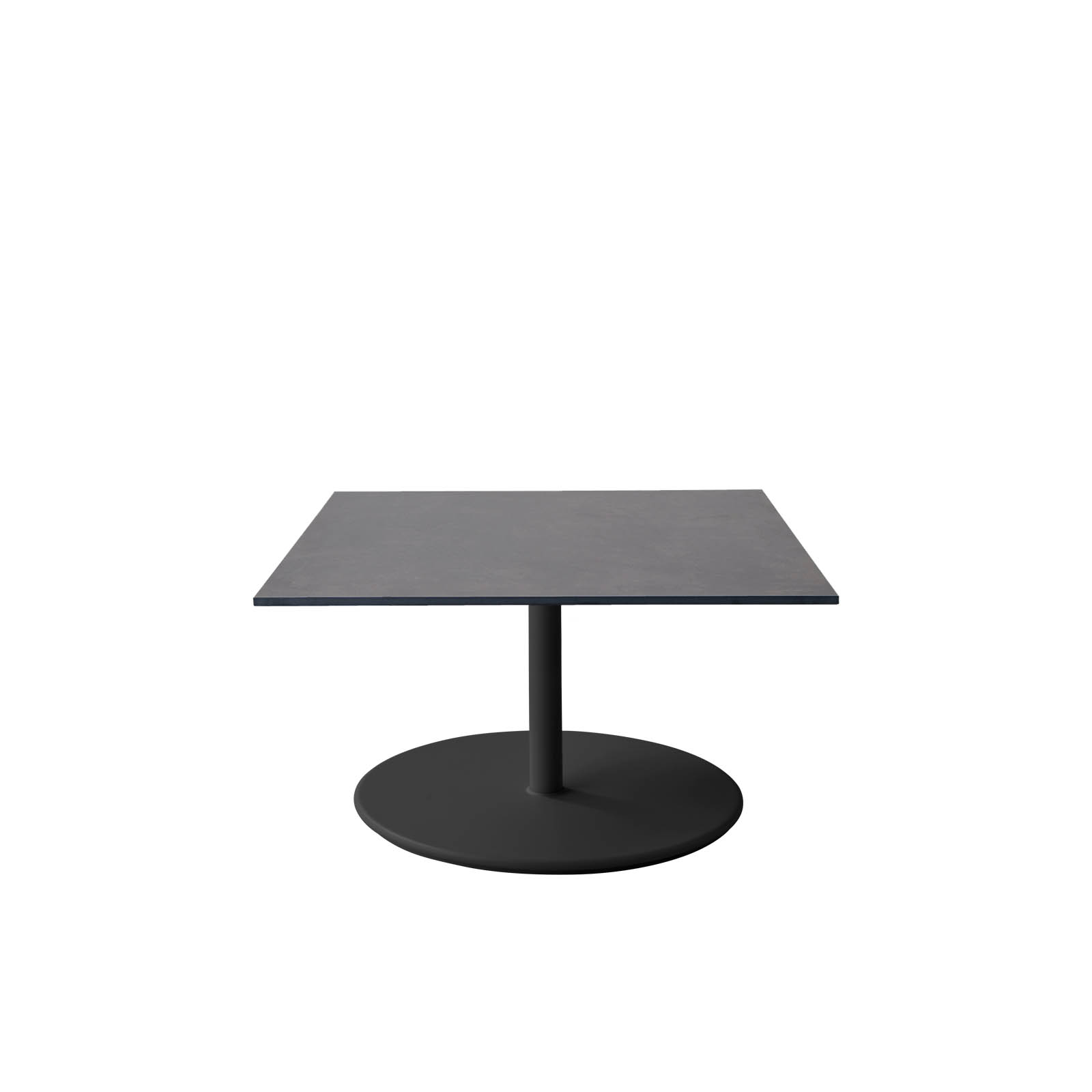 Couchtisch groß 75x75 cm Go aus Aluminium in Lava Grey mit Tischplatte aus HPL in Dark Grey