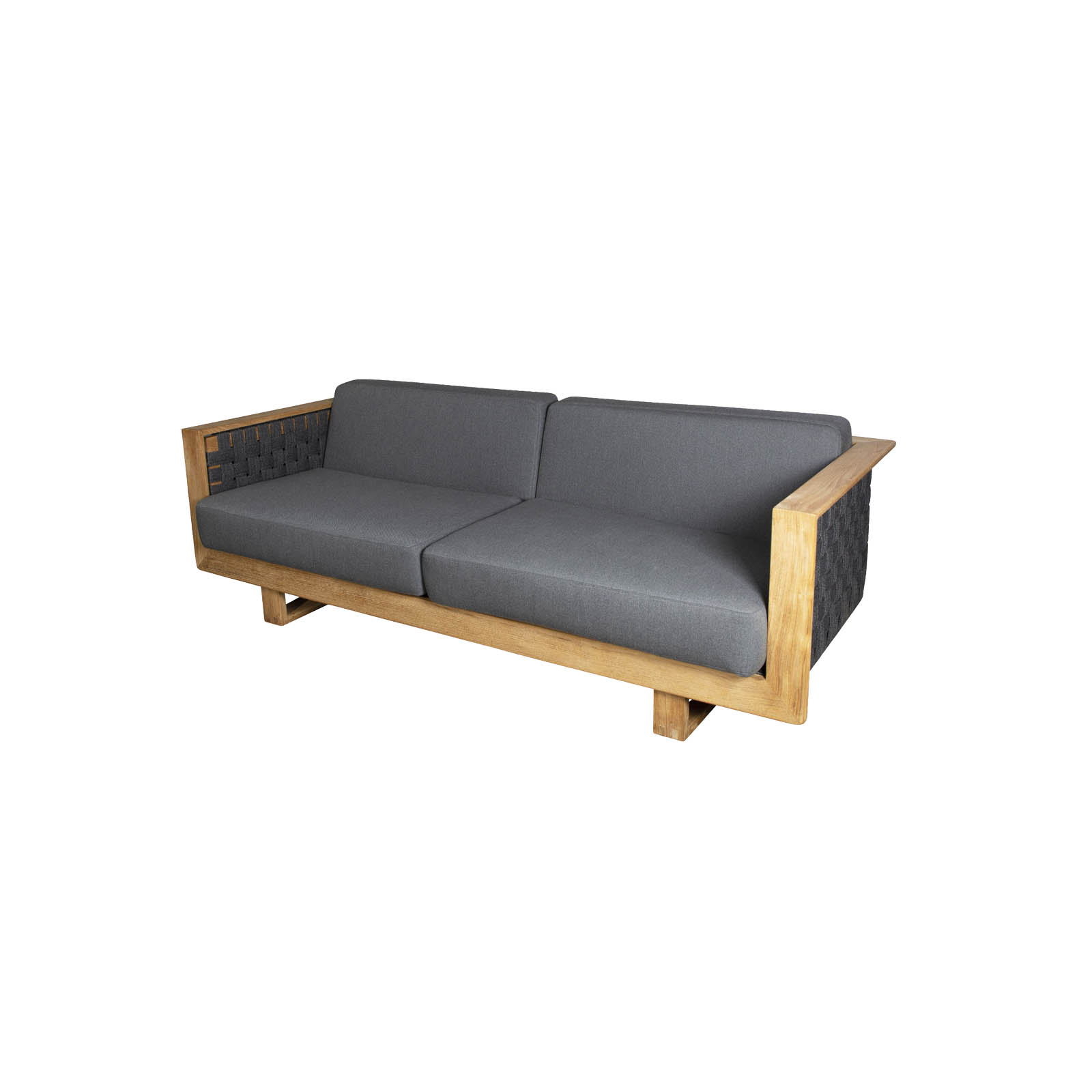 Angle 3-Sitzer Sofa aus Cane-line Soft Rope in Dark Grey mit Kissen aus Cane-line AirTouch in Grey