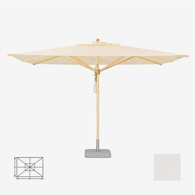 Klassiker Sonnenschirm Rechteckig mit 220 x 300cm, Bespannung in Weiß #02