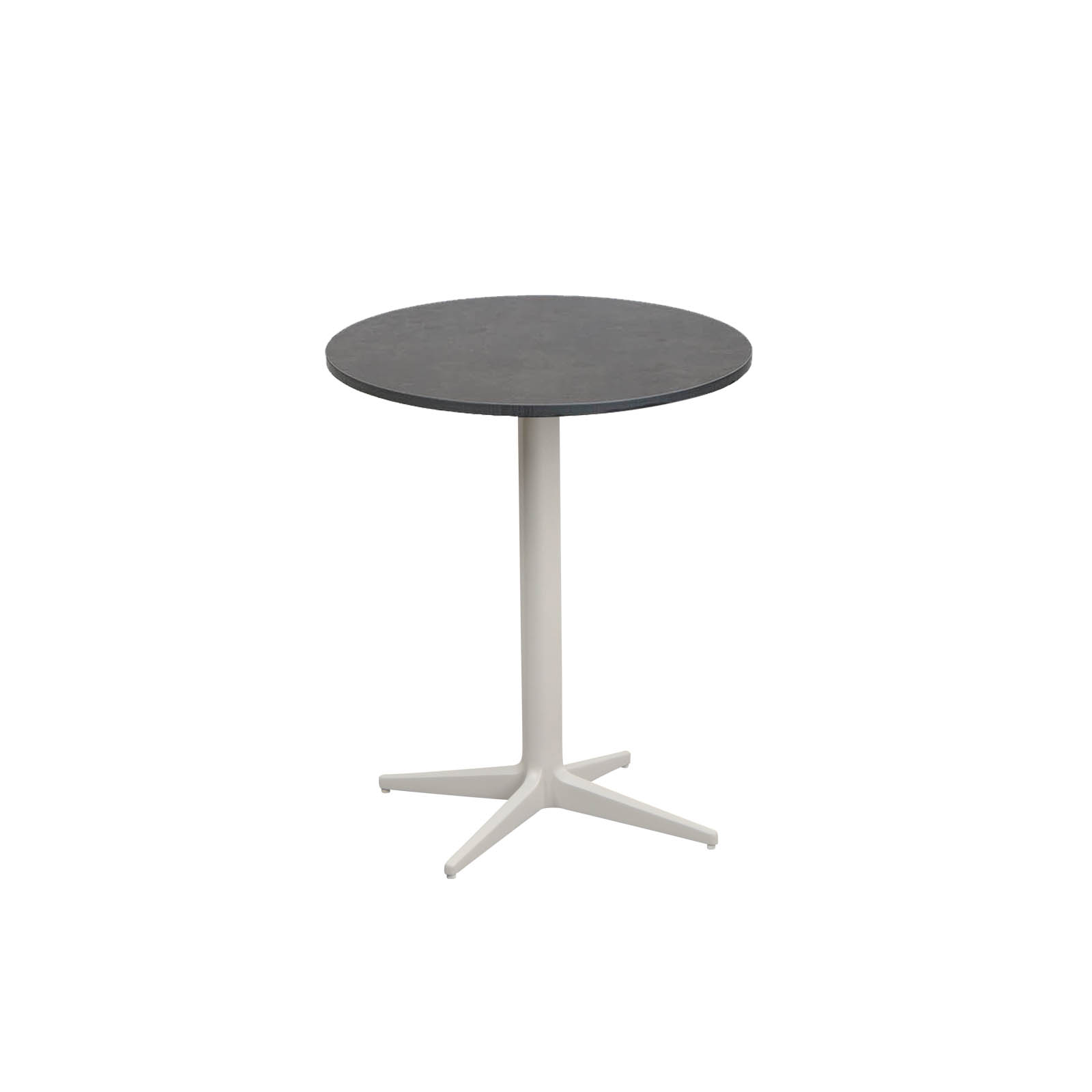 Bistrotisch Durchmesser 45 cm Drop aus Aluminium in Sand mit Tischplatte aus HPL in Dark Grey