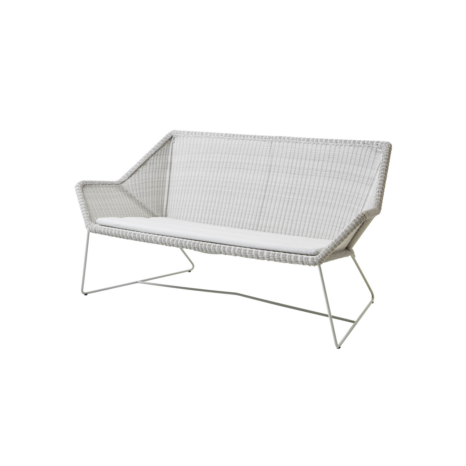 Breeze 2-Sitzer Sofa aus Cane-line Weave in White Grey mit Kissen aus Cane-line Natté in White