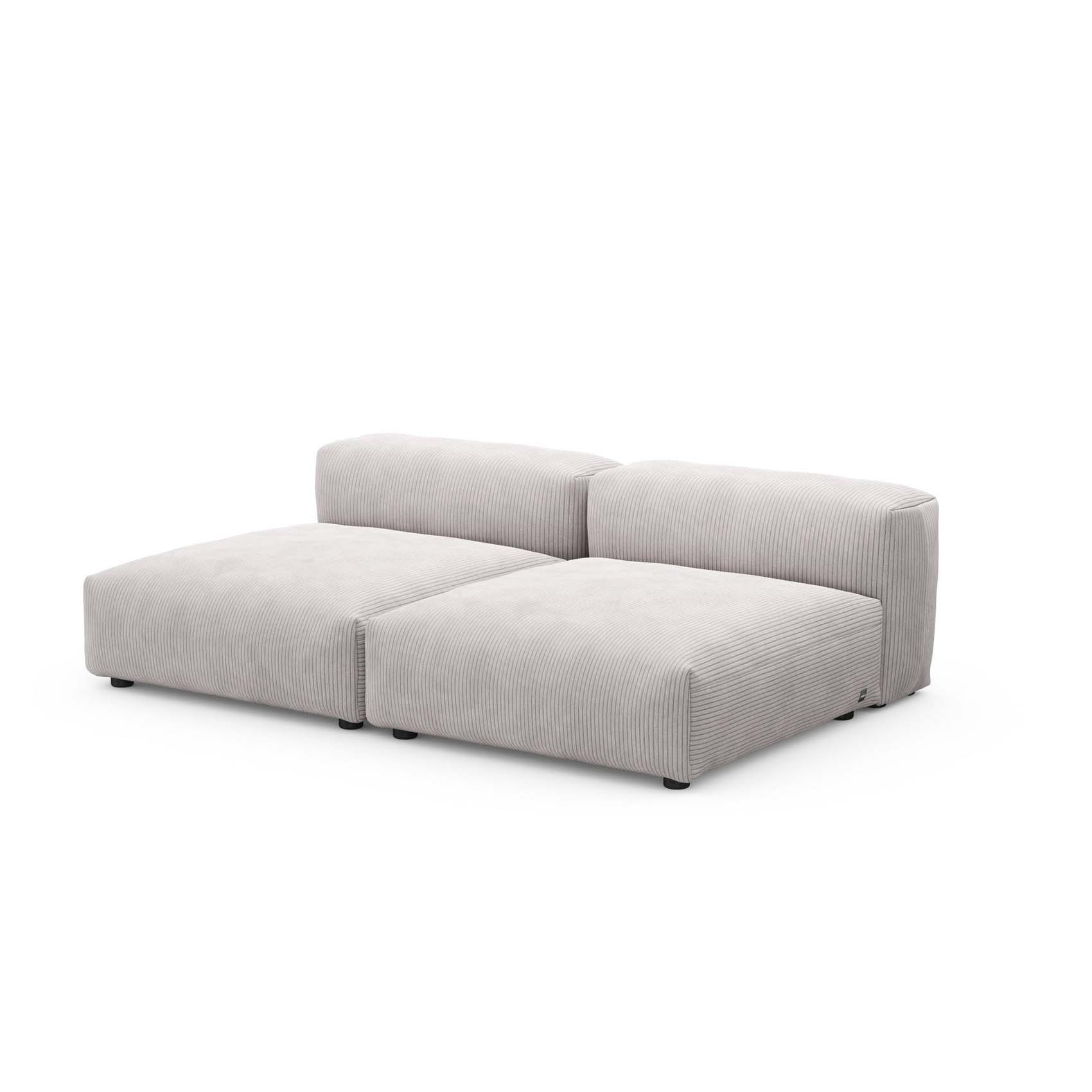 Two Seat Lounge Sofa L Cord Velours Platinum