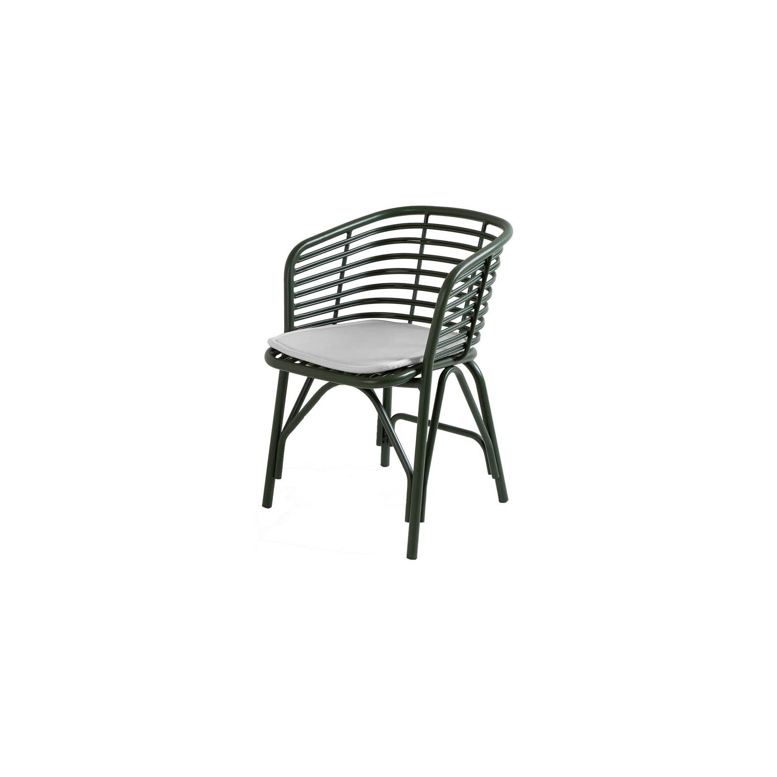 Blend Stuhl aus Aluminium in Dark Green mit Kissen aus Cane-line Natté in White