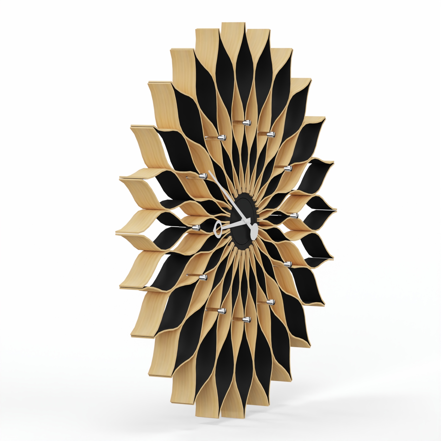 Sunflower Clock, Birke/Schwarz 20125601