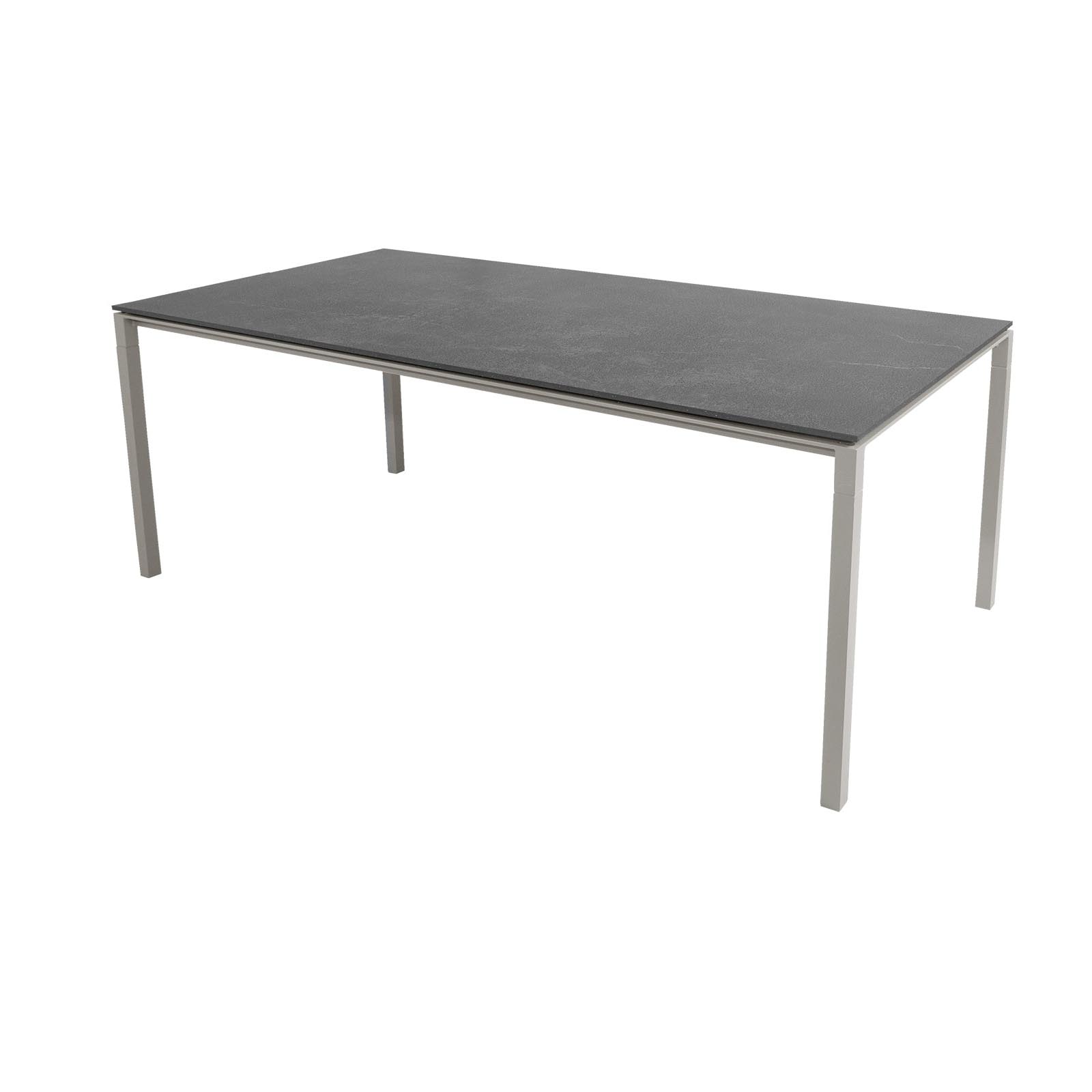 Pure Tisch in 200x100 cm aus Aluminium in Taupe mit Tischplatte aus Ceramic in Fossil Black