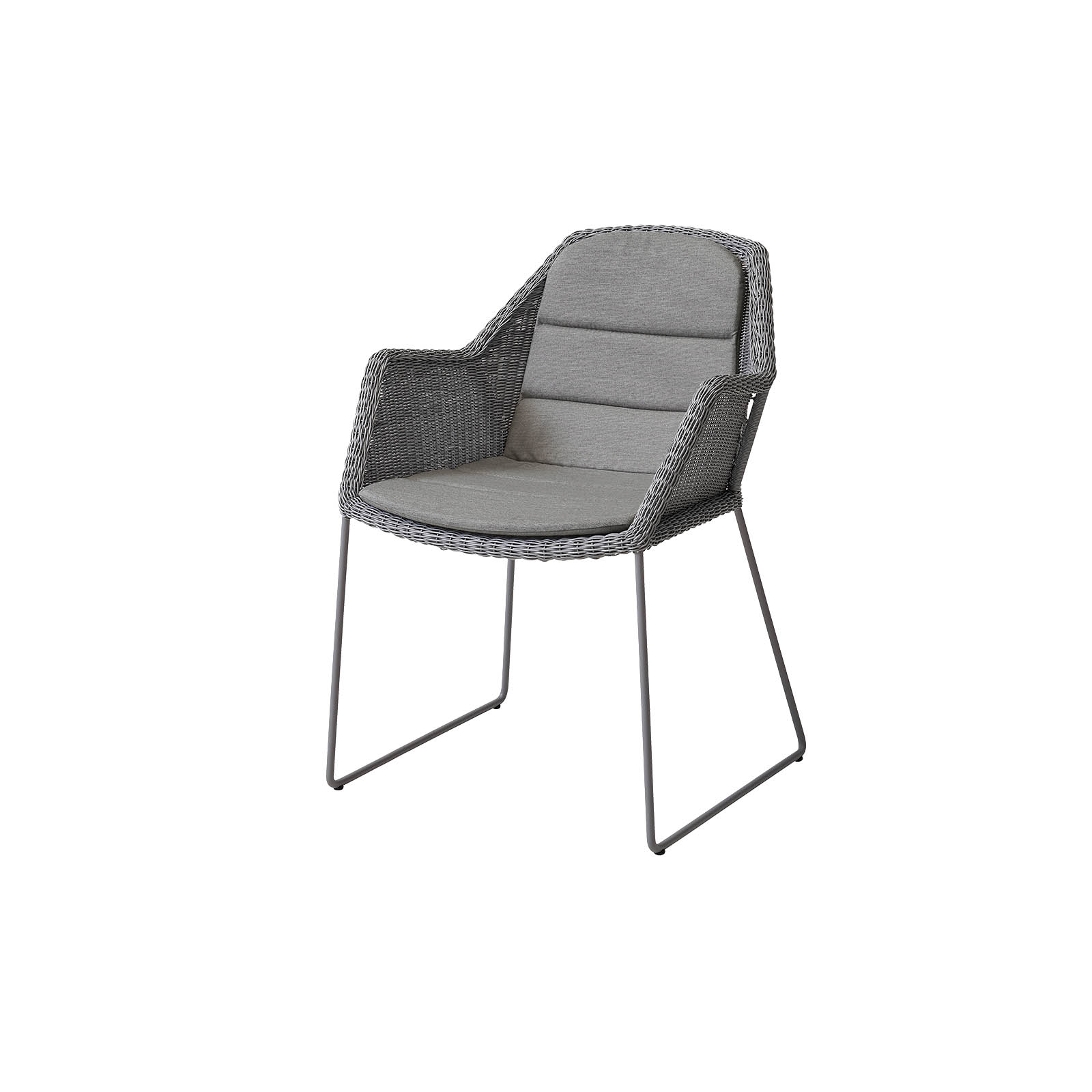 Breeze Stuhl aus Cane-line Weave in Light Grey mit Kissen aus Cane-line Natté in Taupe