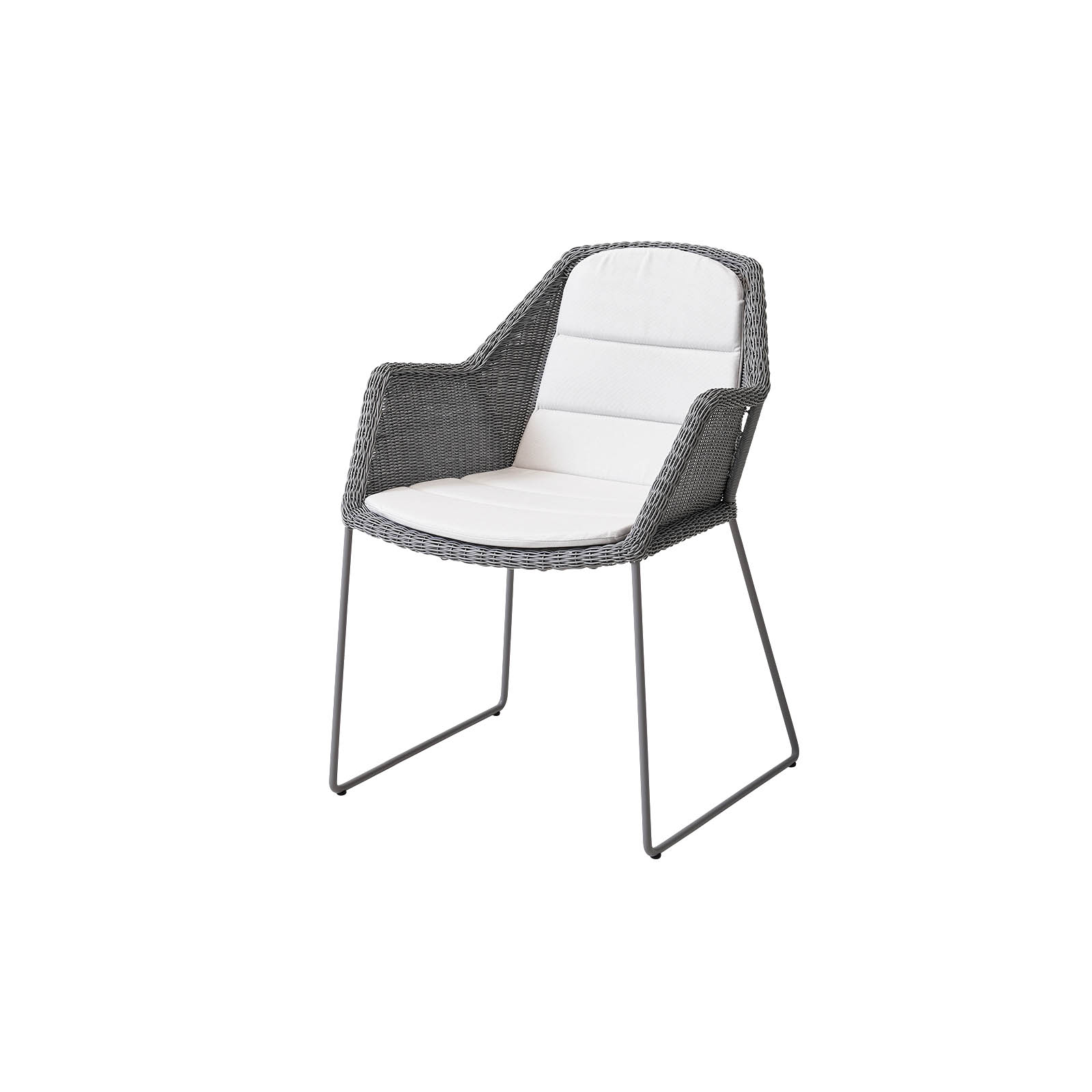 Breeze Stuhl aus Cane-line Weave in Light Grey mit Kissen aus Cane-line Natté in White