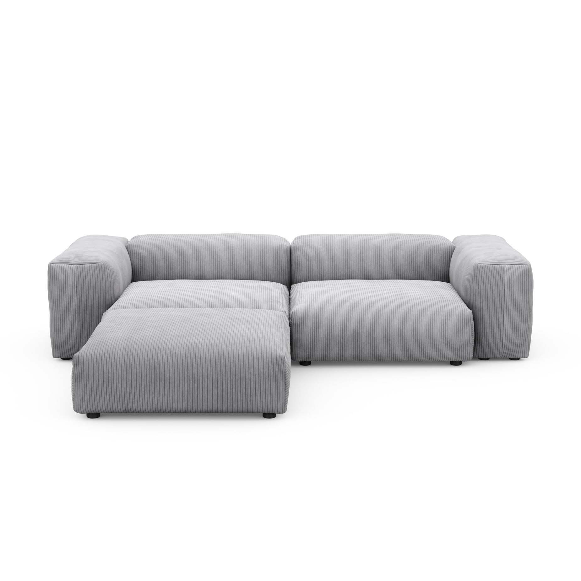 Corner Sofa L Cord Velours Light Grey