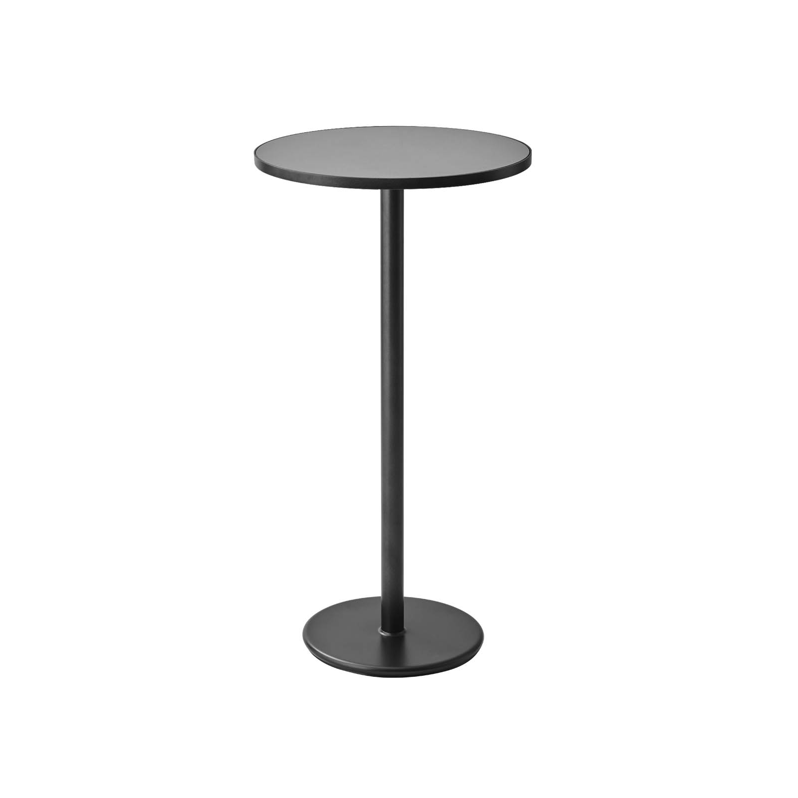 Bartisch Durchmesser 60 cm Go aus Aluminium in Lava Grey mit Tischplatte aus Ceramic in Light Grey