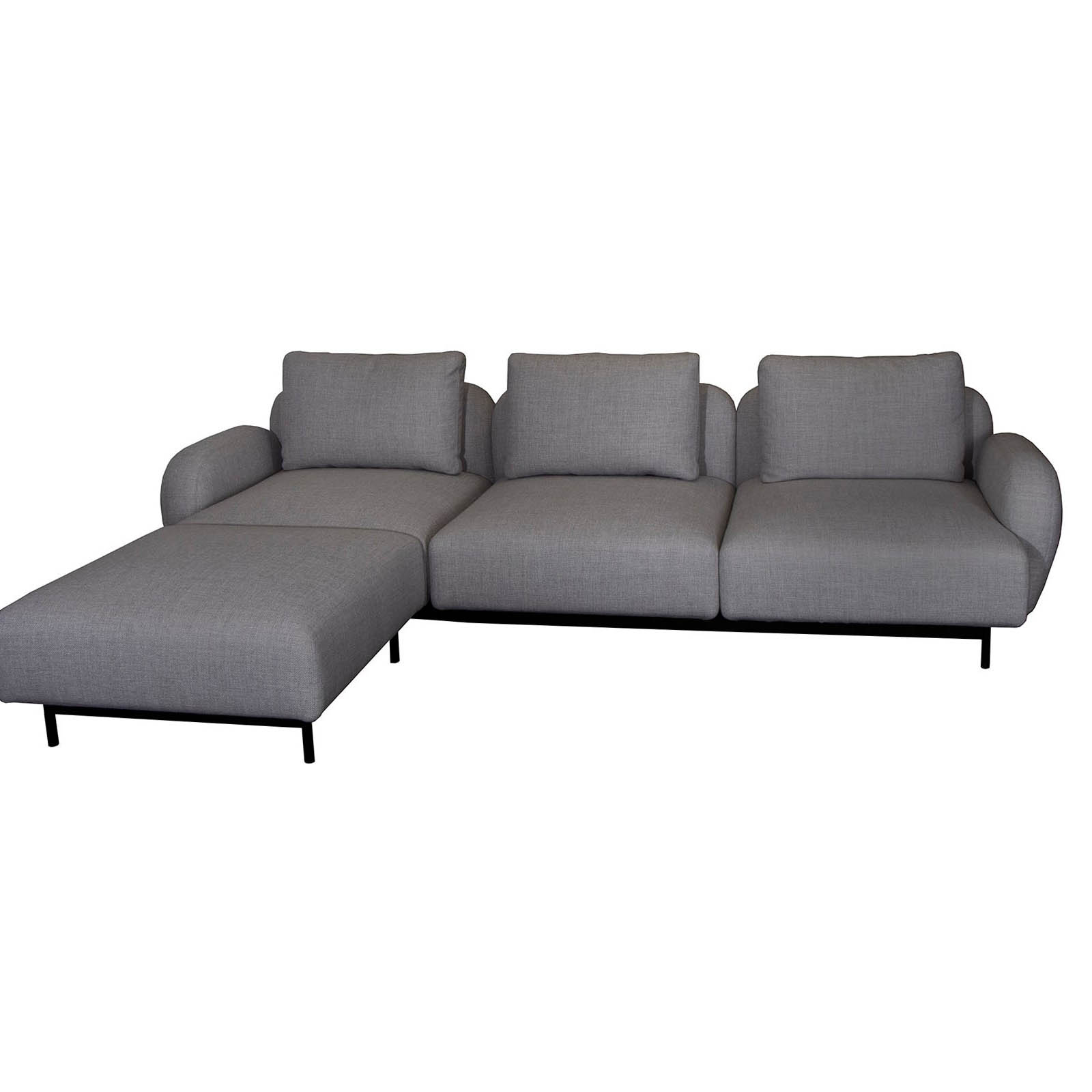 Aura 3-Sitzer Sofa mit niedrigen Armlehnen & Chaise Longue Rechts 2 aus Cane-line Ambience in Dark Grey