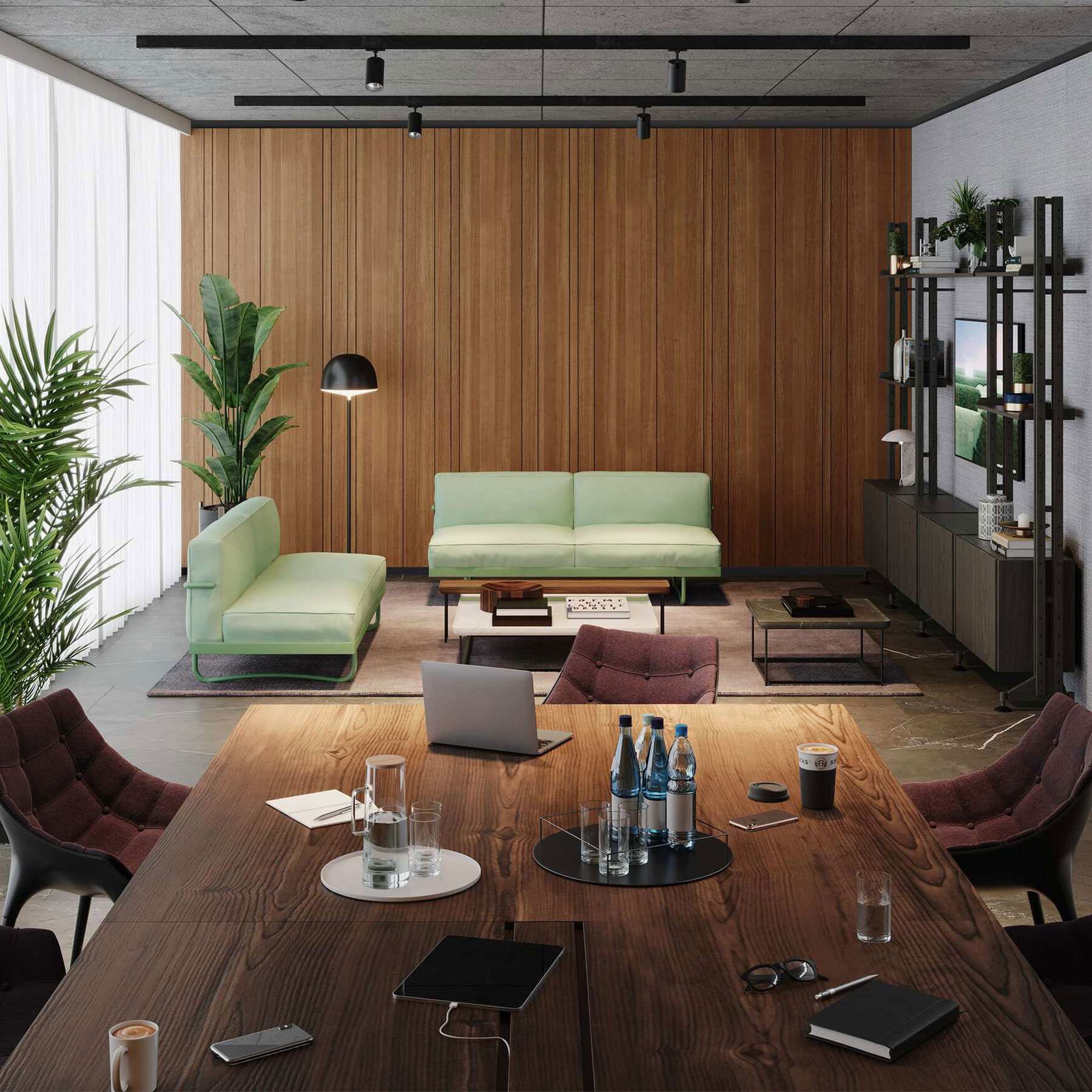 3-sitzer Sofa 5 Canapé Appartement Le Corbusier aus Leder in Schwarz
