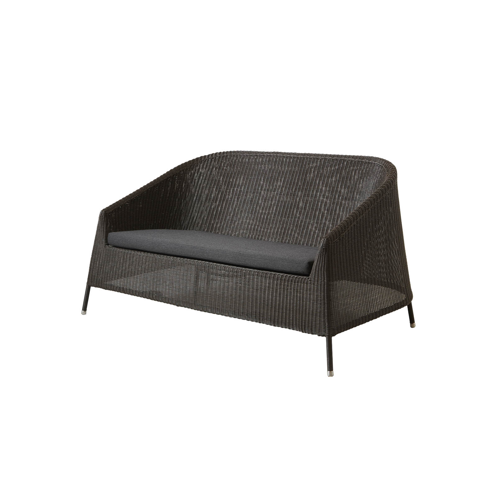 Kingston 2-Sitzer Sofa aus Cane-line Weave in Mocca mit Kissen aus Cane-line Natté in Black