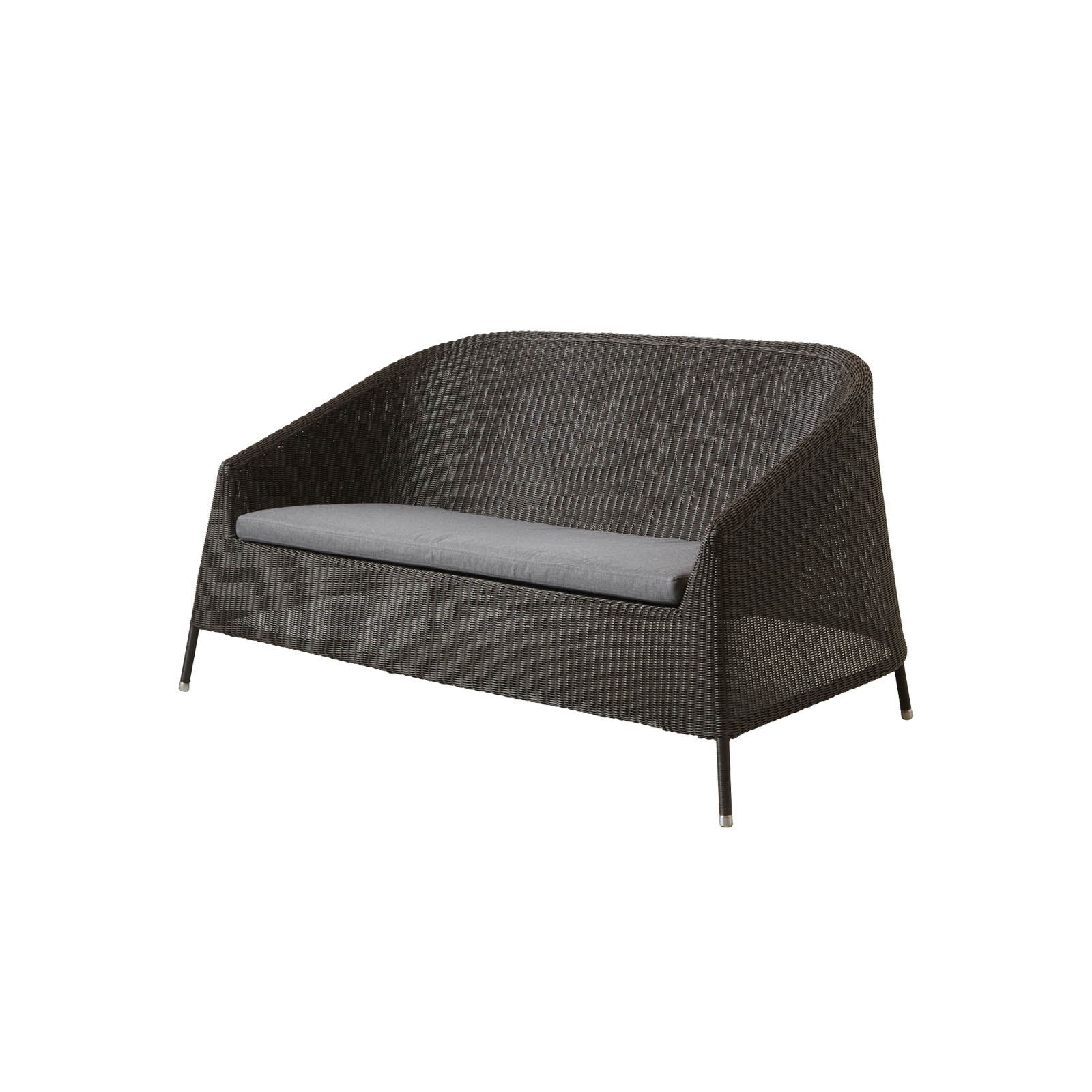 Kingston 2-Sitzer Sofa aus Cane-line Weave in Mocca mit Kissen aus Cane-line Natté in Grey