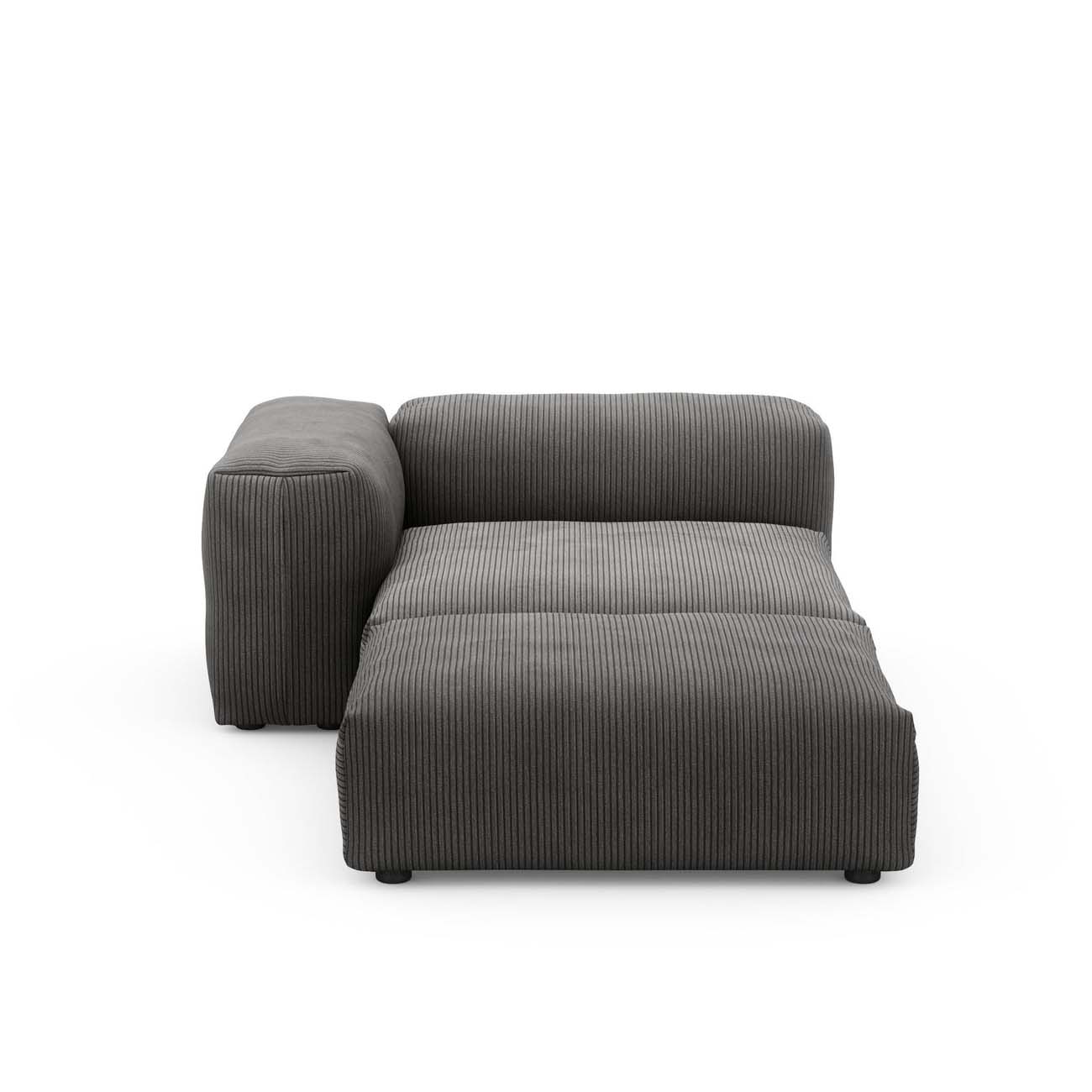 Sofa Daybed L Cord Velours Dark Grey