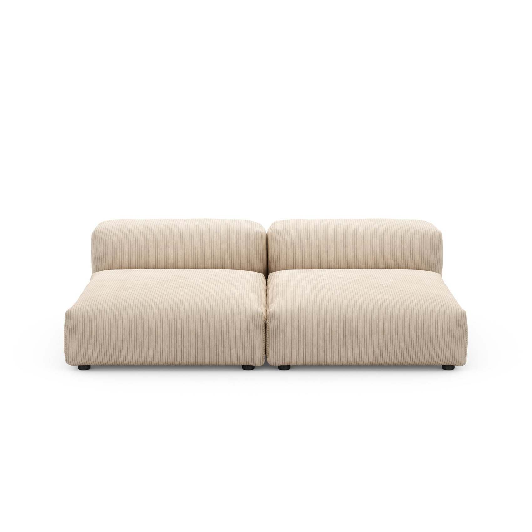 Two Seat Lounge Sofa L Cord Velours Sand