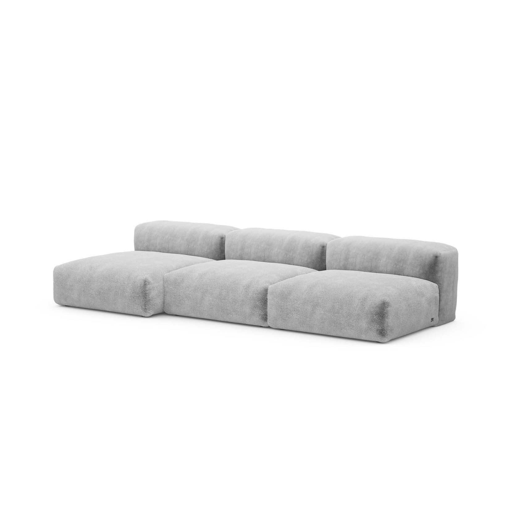 Three Seat Sofa L Faux Fur Grey