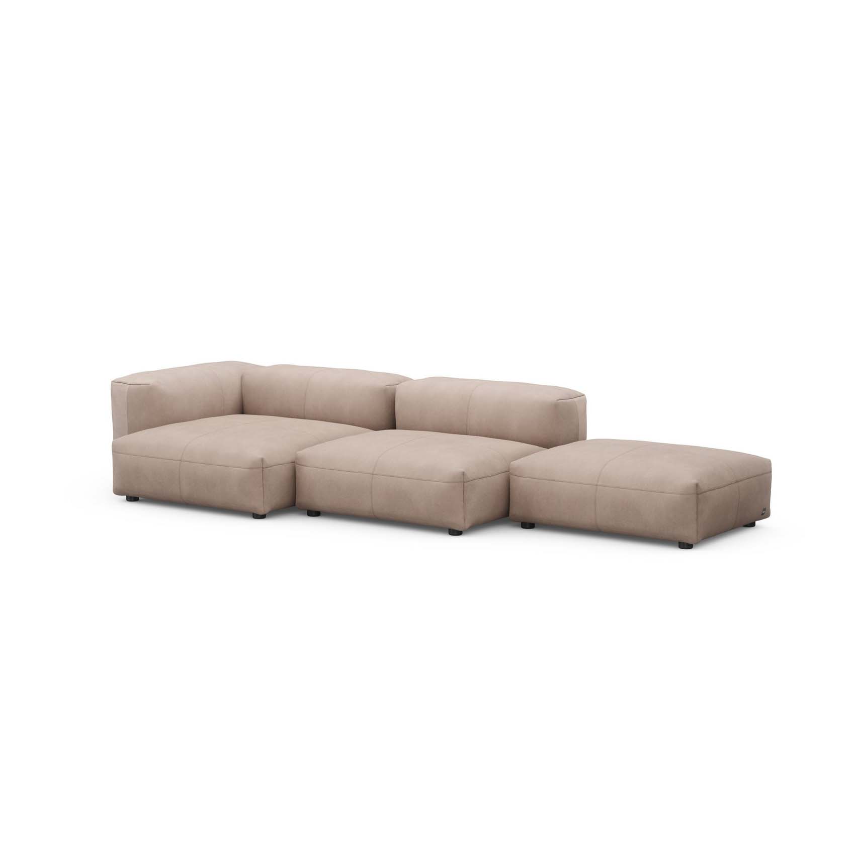 Three Seat Sofa L Leather Stone