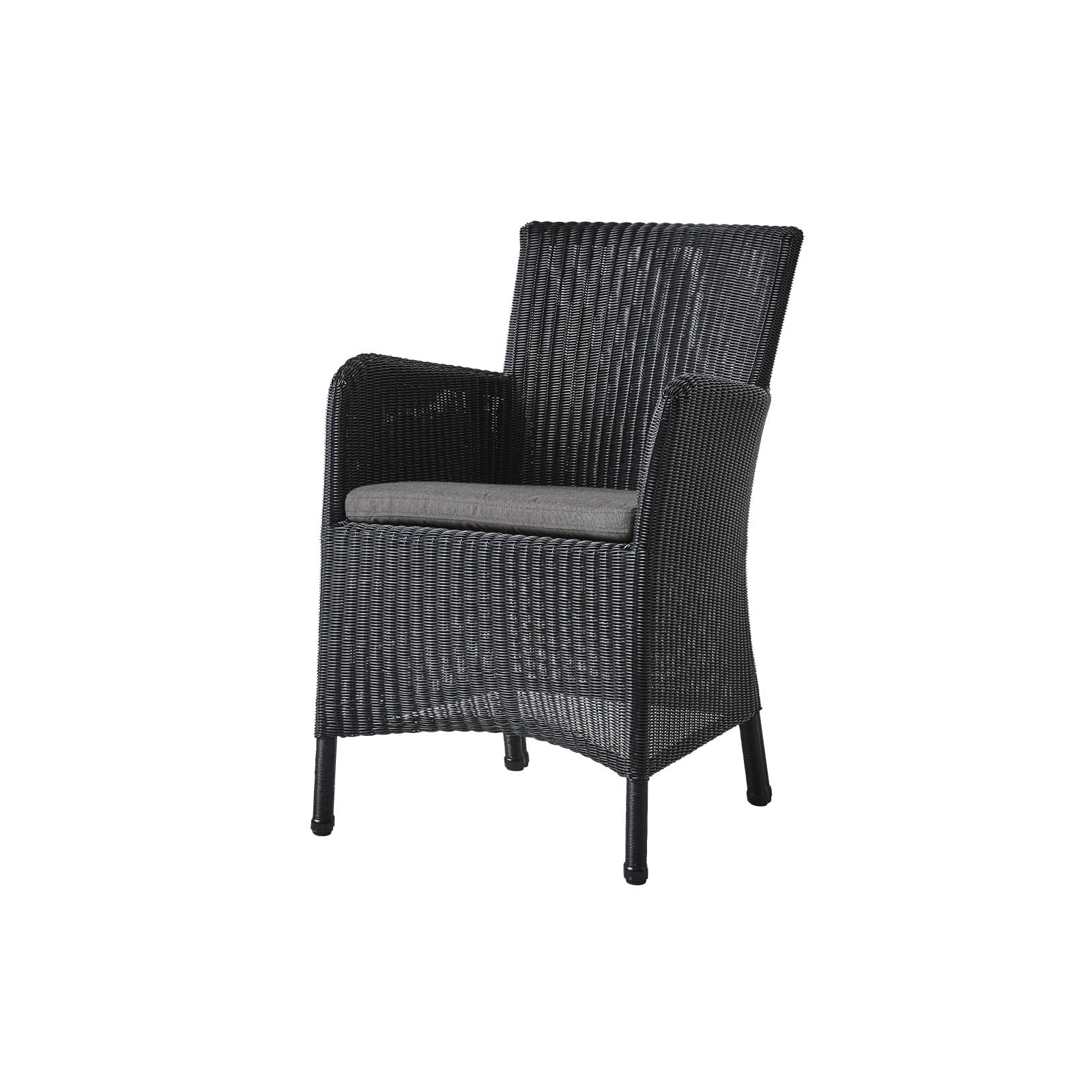Hampsted Stuhl aus Cane-line Weave in Black mit Kissen aus Cane-line Natté in Taupe