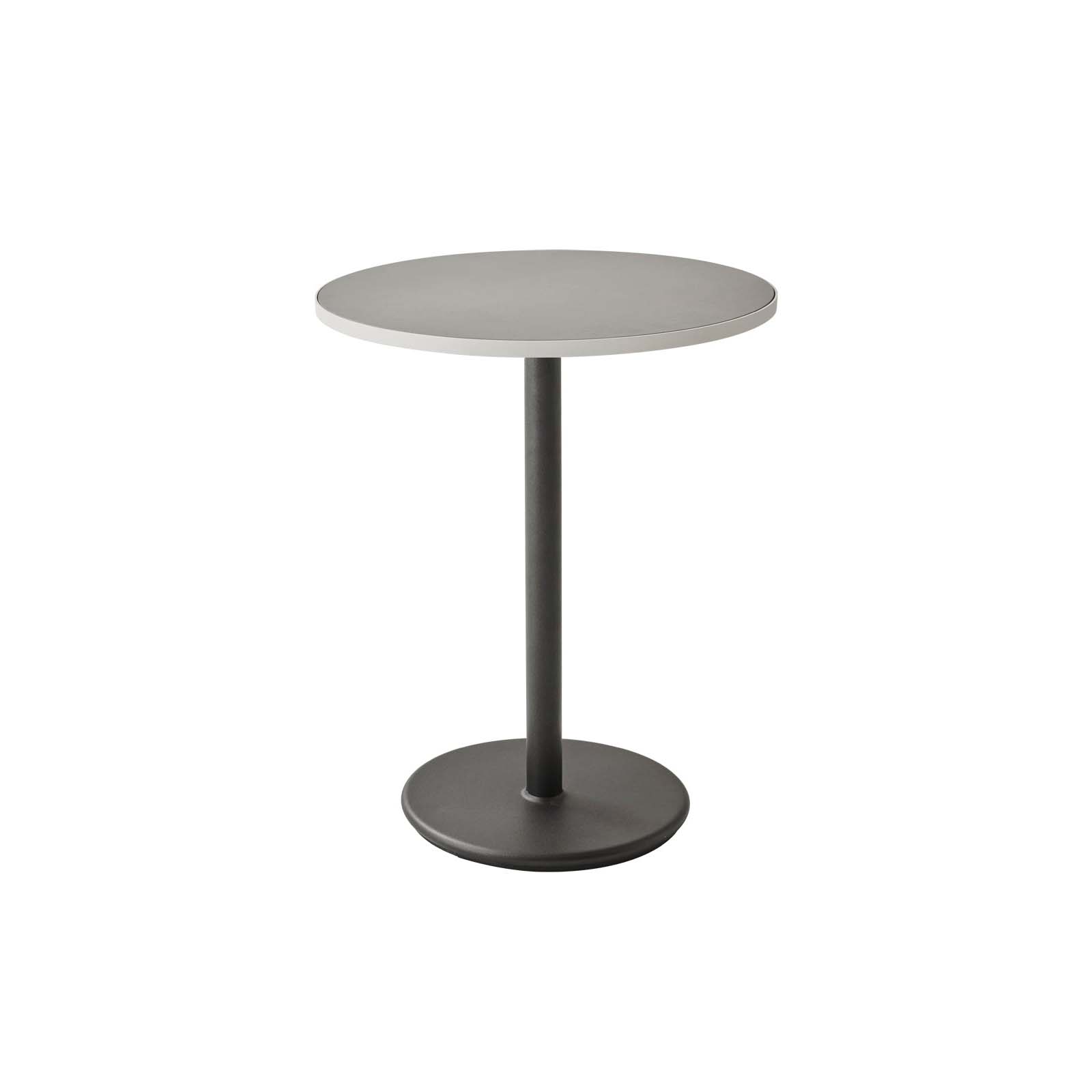 Go café Gestell zum Bistrotisch Durchmesser 60 cm aus Aluminium in Lava Grey mit Tischplatte aus Ceramic in White
