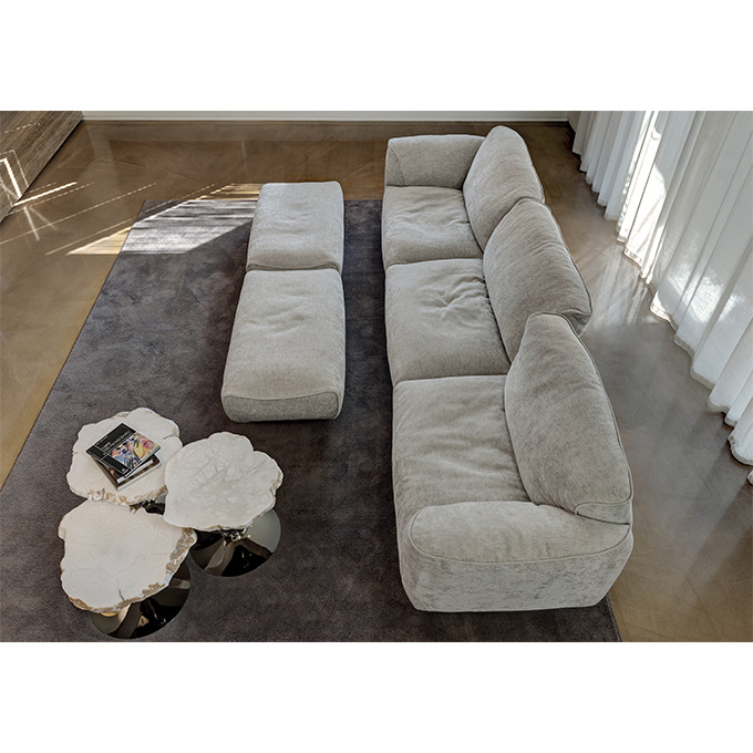 Sofa mit Hocker Grande Soffice Stoff Schwarz