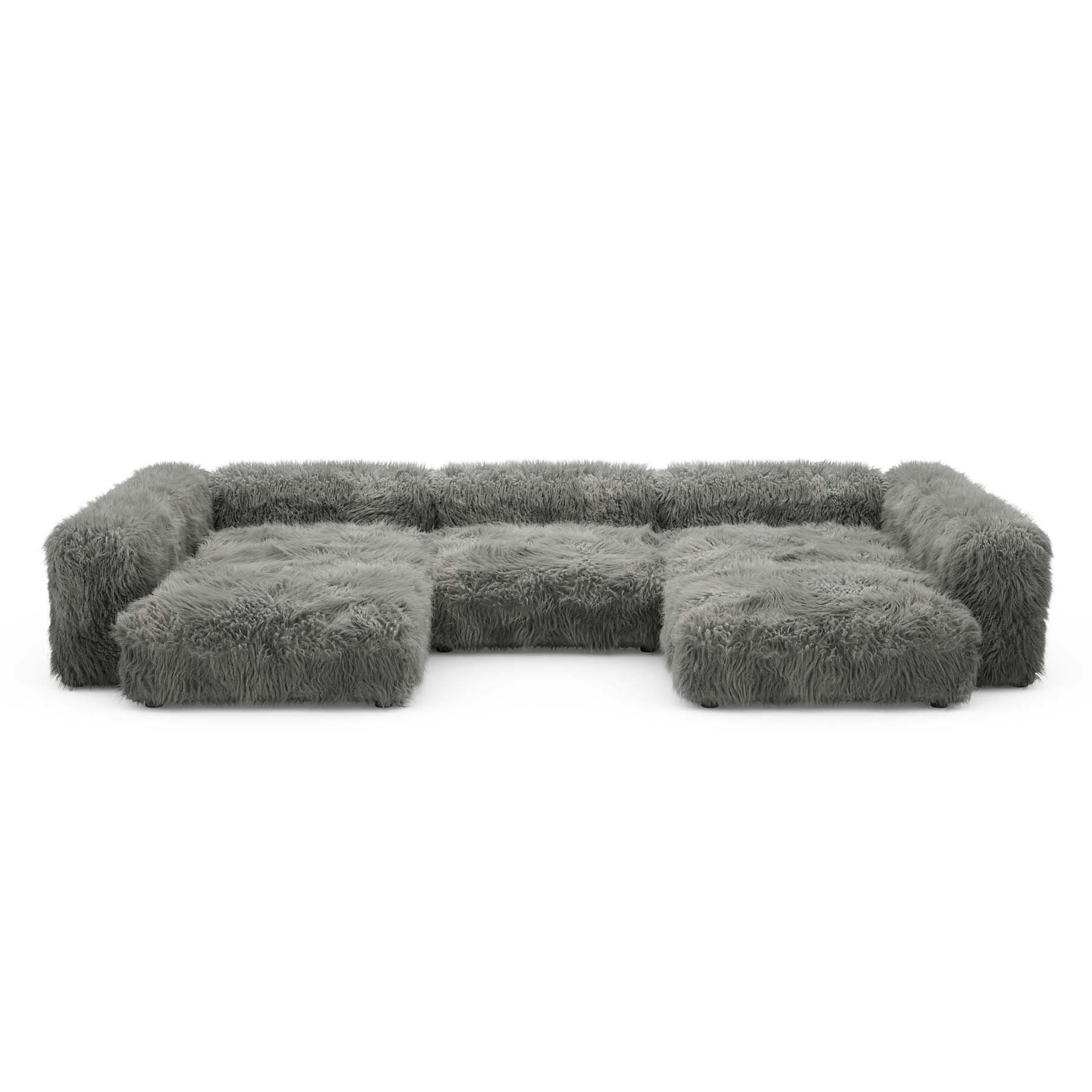 U-Shape Sofa L Flokati Grey