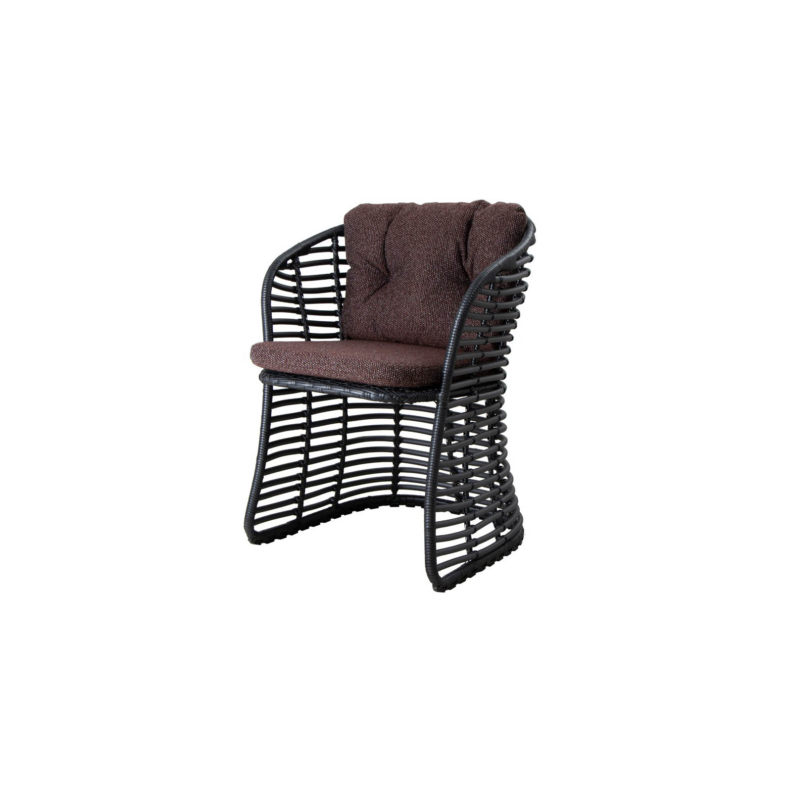 Basket Sessel aus Cane-line Weave in Graphite mit Kissen aus Cane-line Wove in Dark Bordeaux