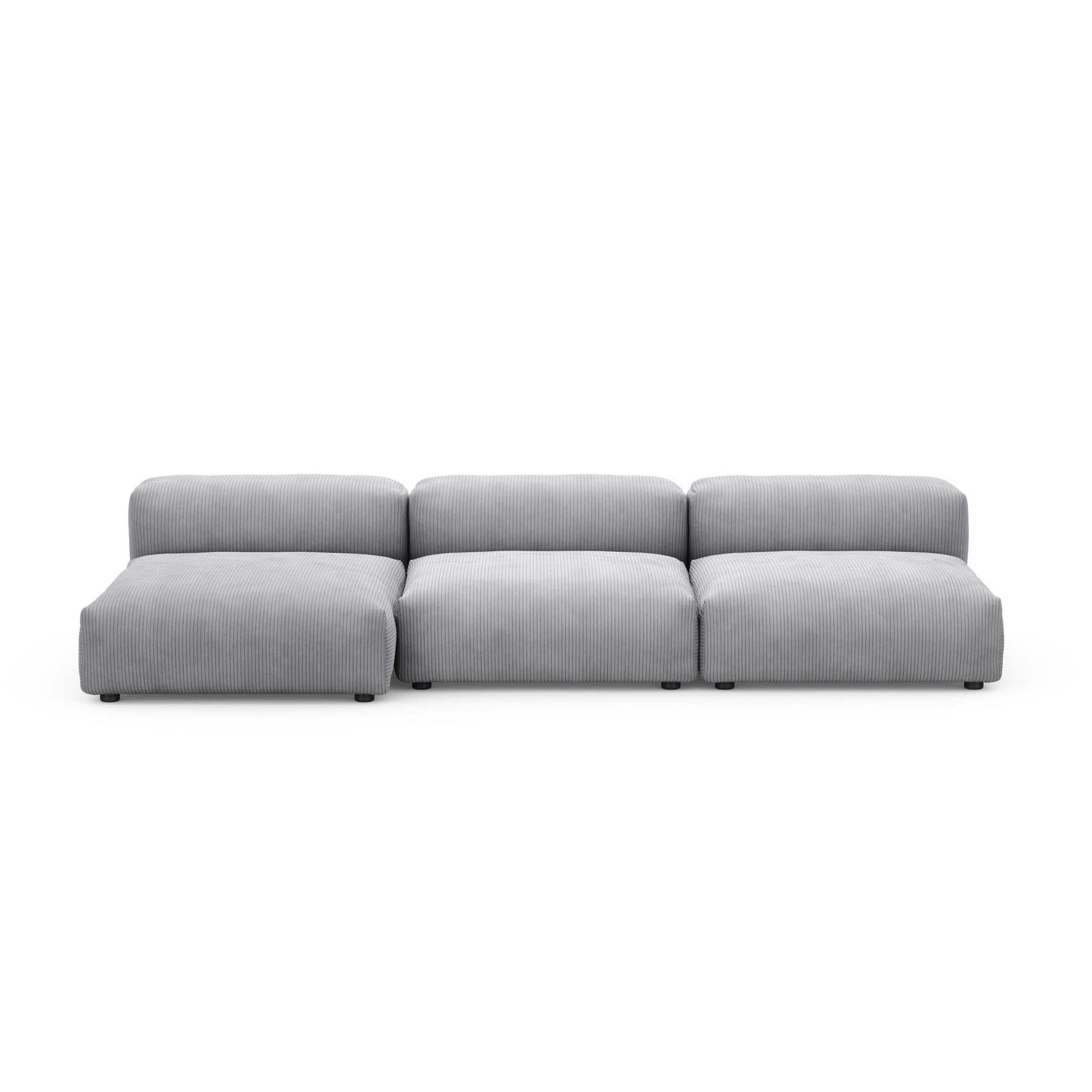 Three Seat Sofa L Cord Velours Light Grey
