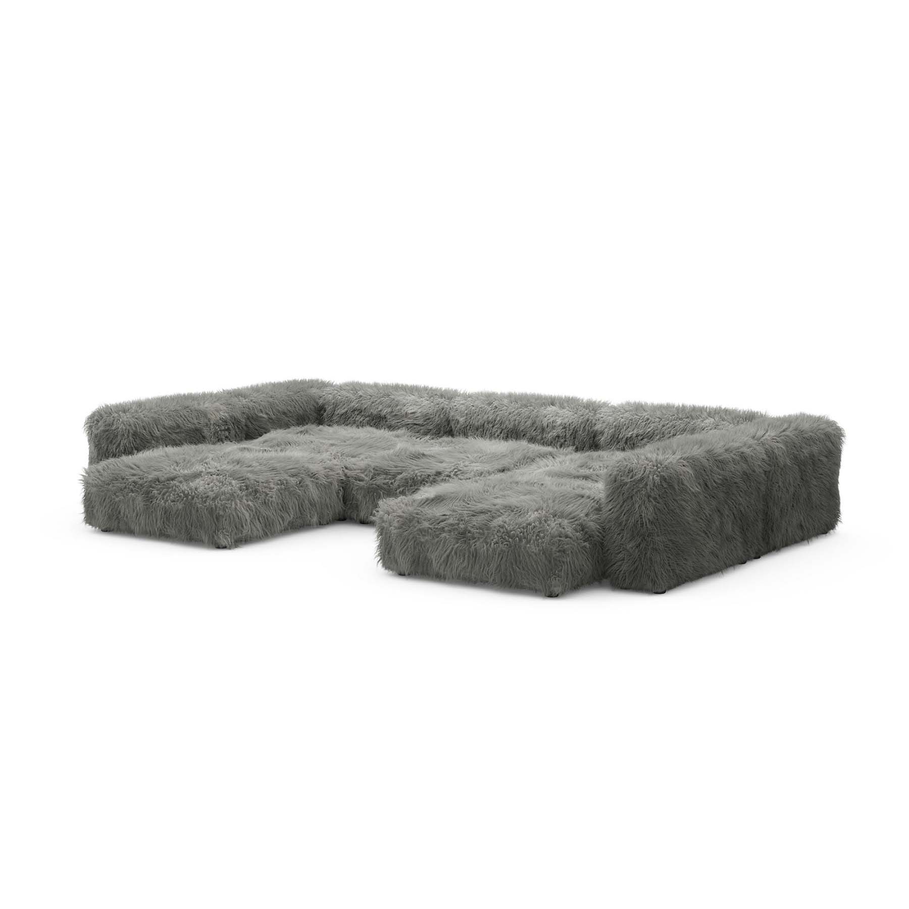 U-Shape Sofa L Flokati Grey
