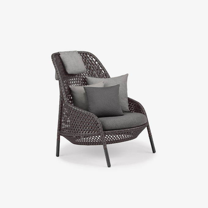 Wing Chair Ahnda - Geflecht Graphite Sitzkissen Cool Dark Grey