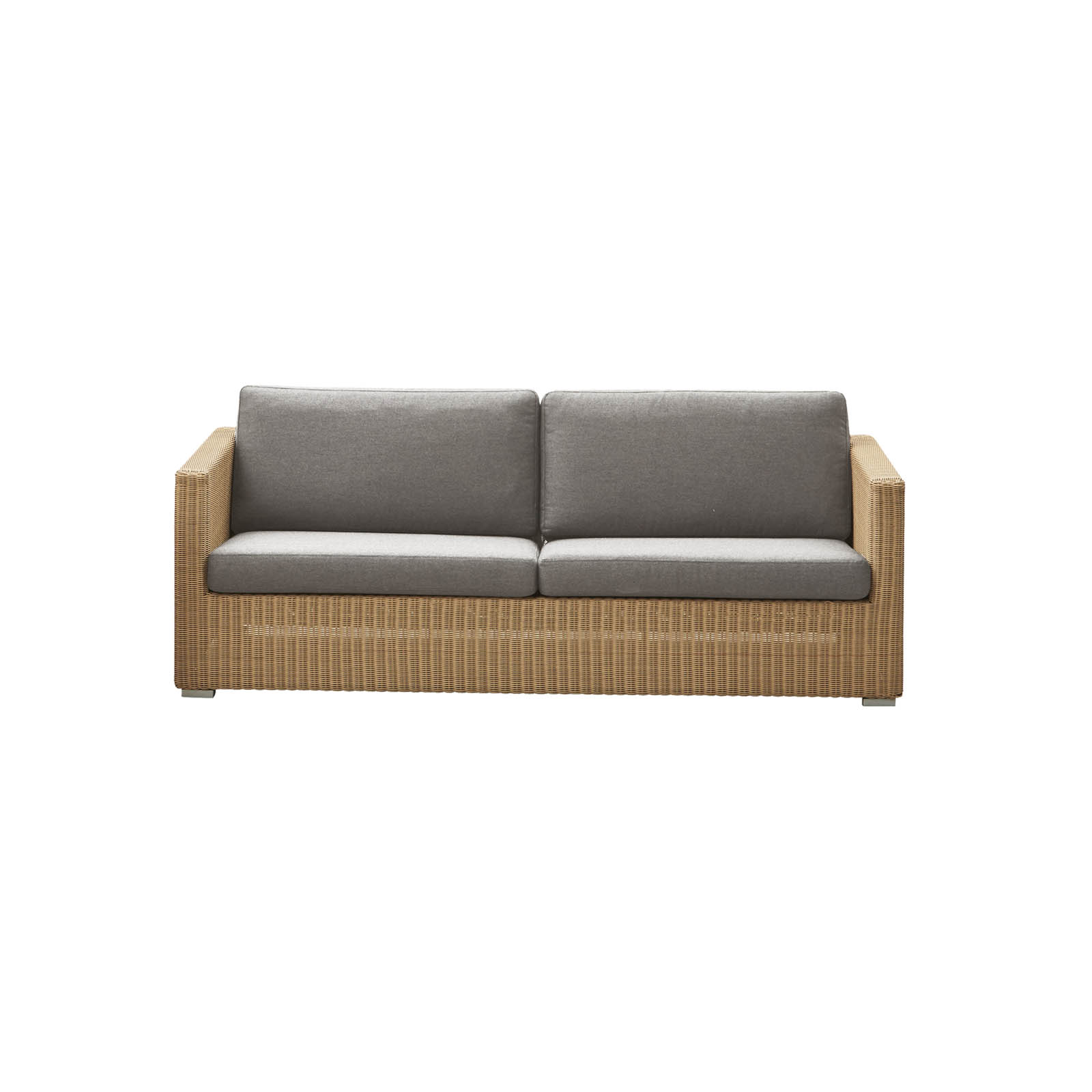 Chester 3-Sitzer Sofa aus Cane-line Weave in Natural mit Kissen aus Cane-line Natté in Taupe