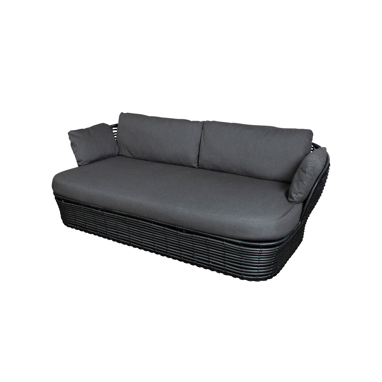 Basket 2-Sitzer Sofa aus Cane-line Weave in Graphite mit Kissen aus Cane-line AirTouch
